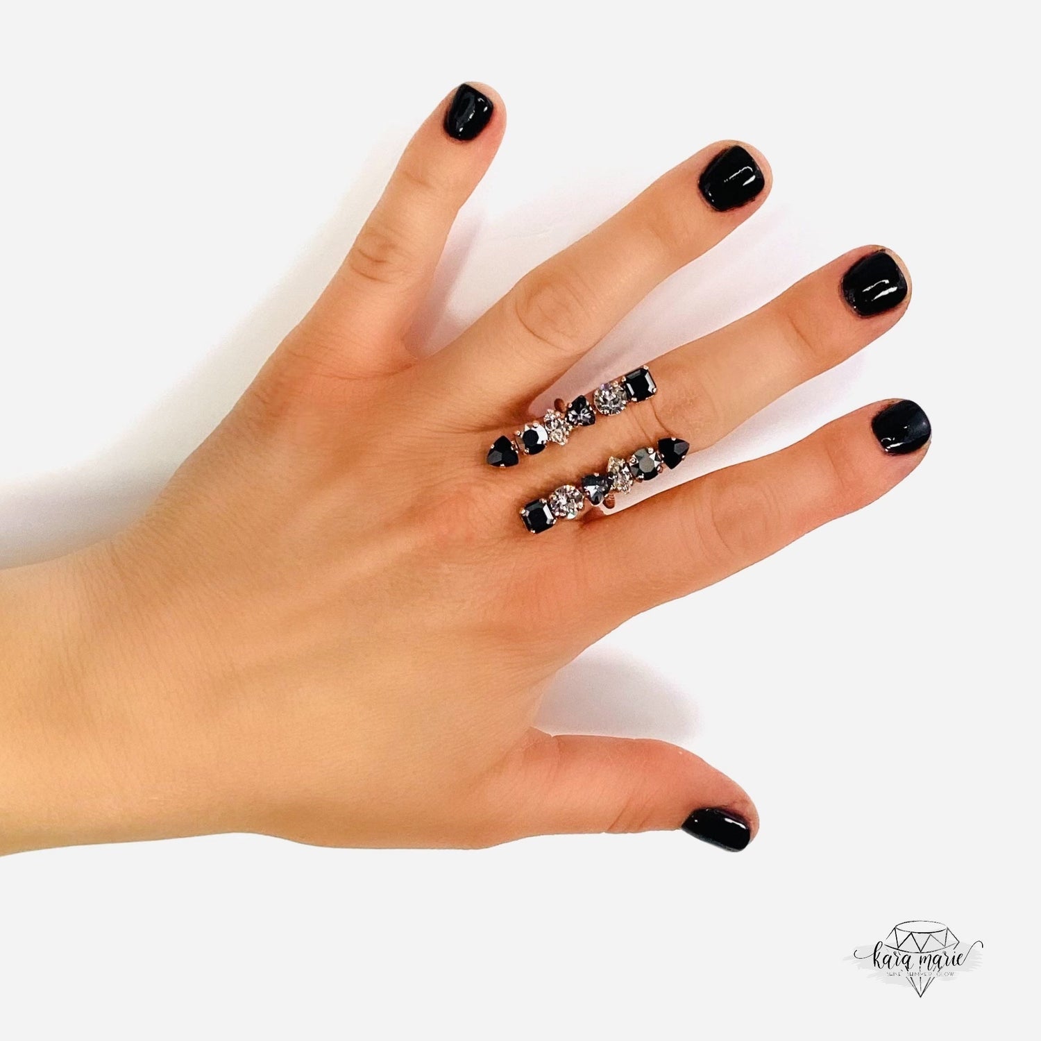 Tribal Sticks Bar Ring in Rose Gold x Silver x Silver Night