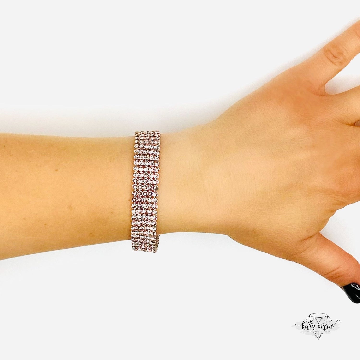Crystal Mesh Tennis Bracelet in Light Silk