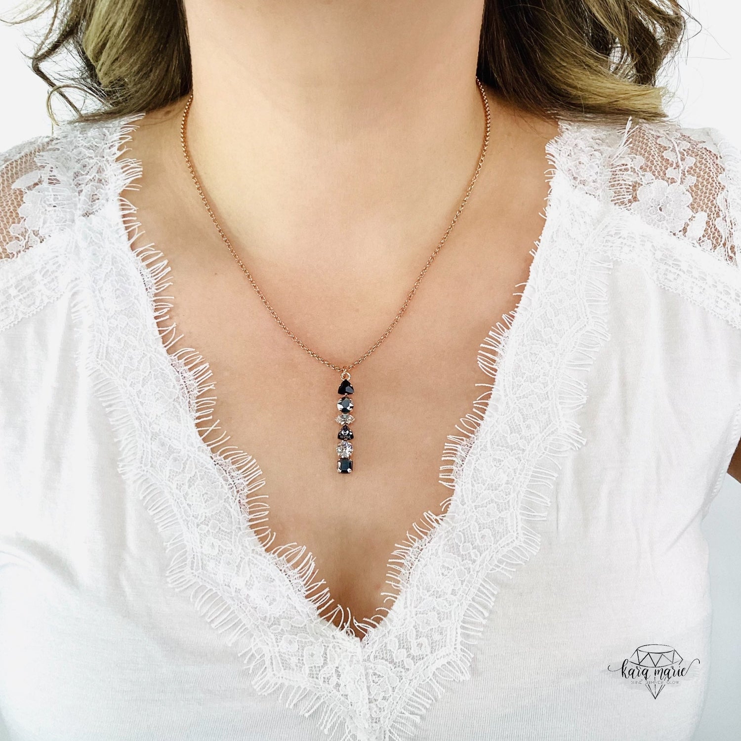 Tribal Sticks Necklace in Rose Gold x Silver x Silver Night