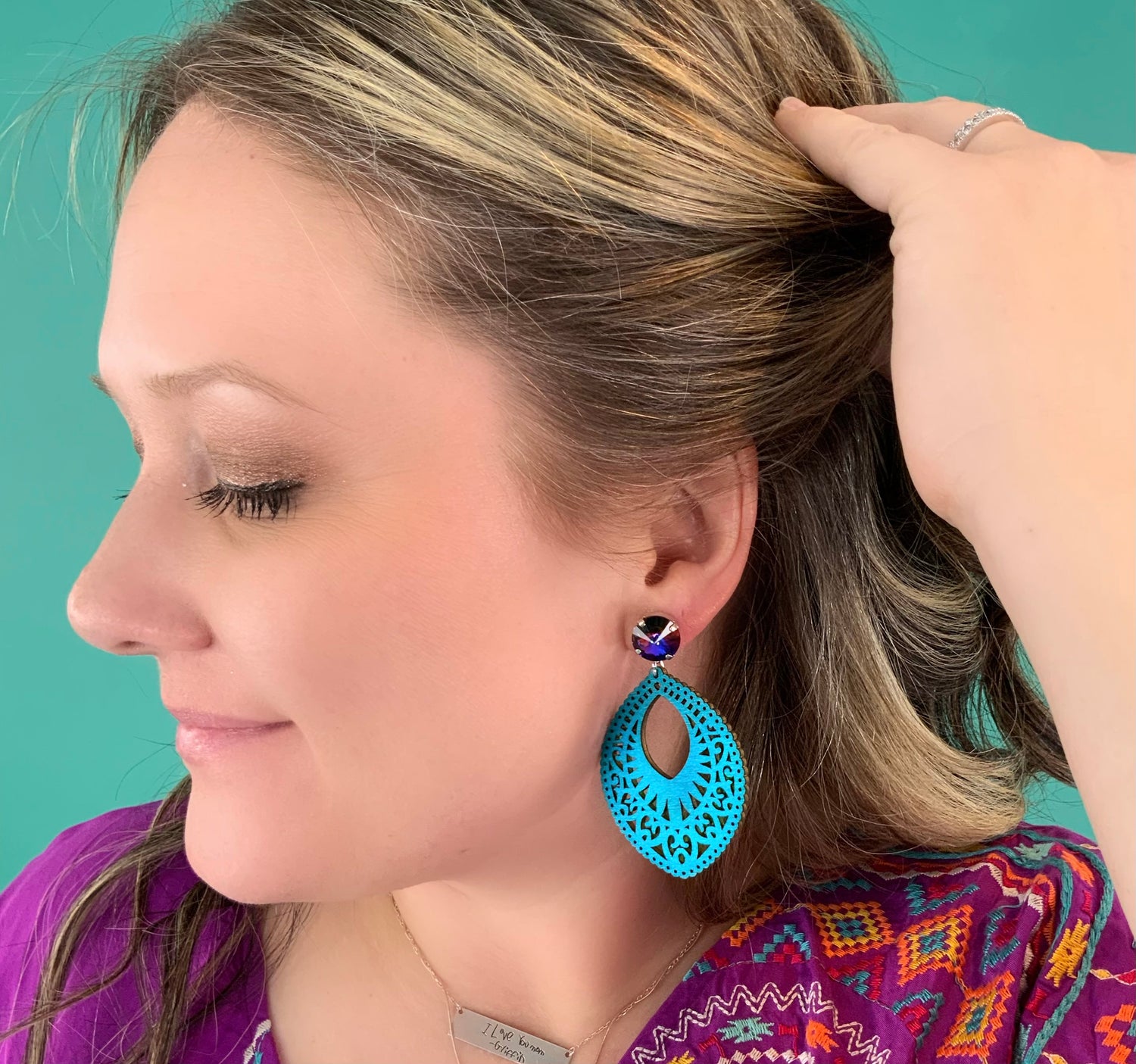 Purple Filigree Boho Earrings