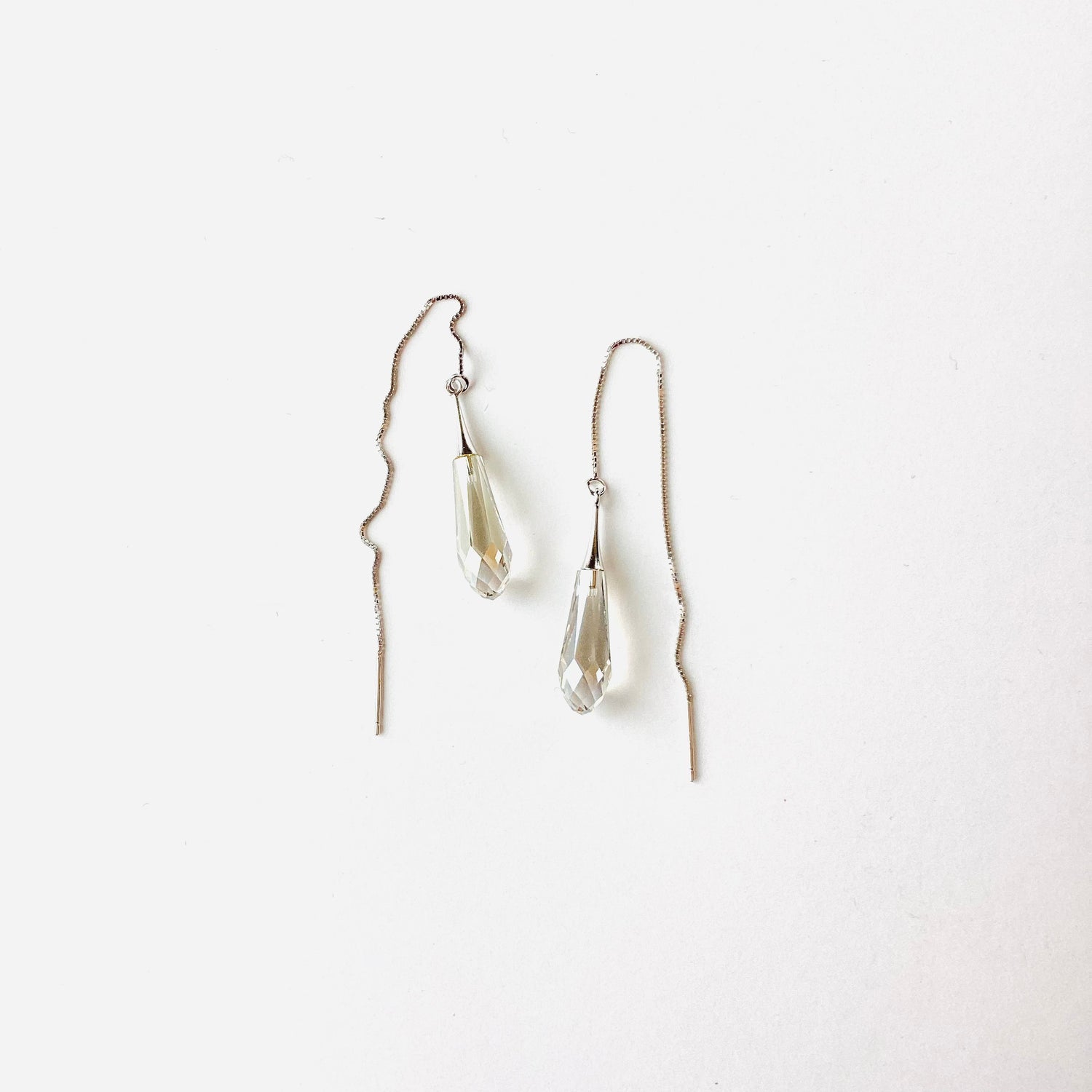 Trumpet Thread Earrings in Silver Shade - KaraMarie