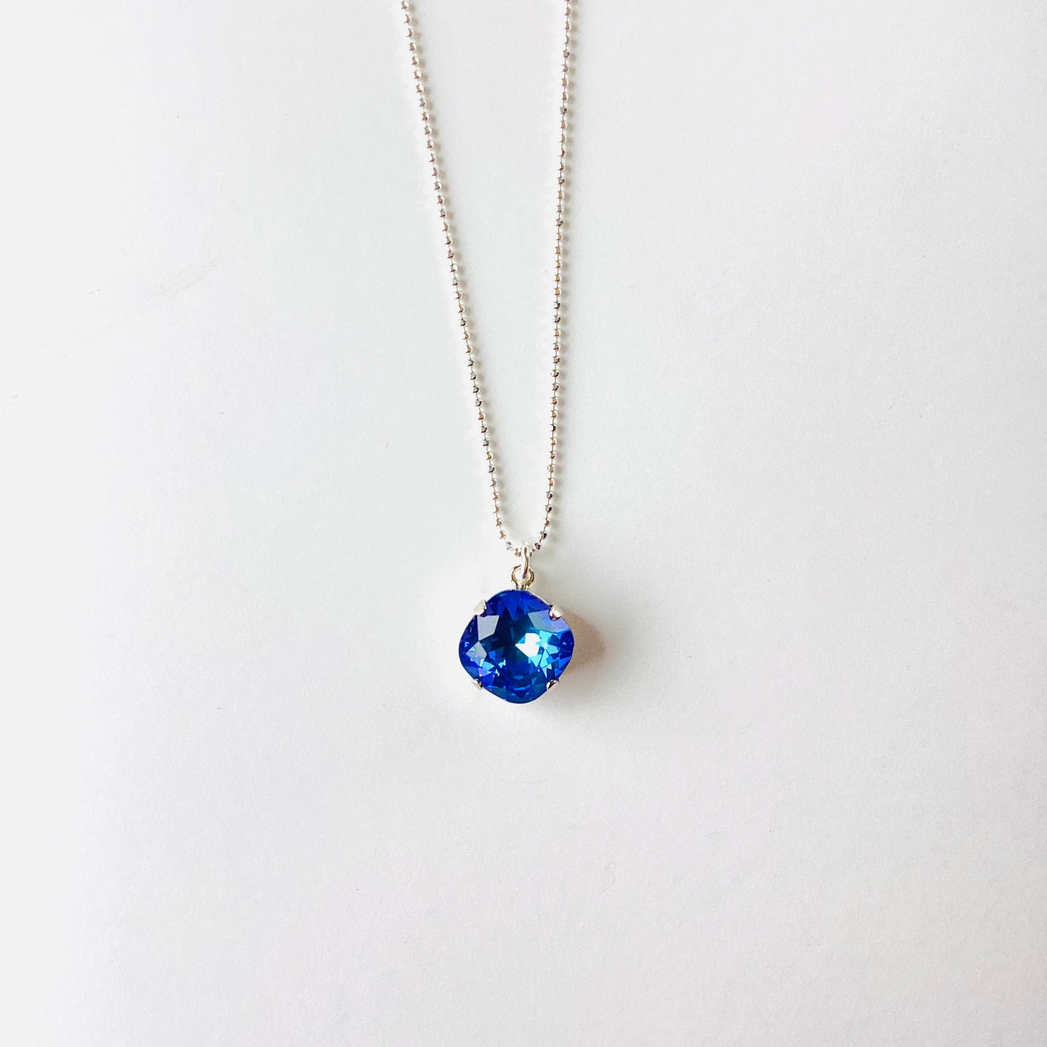 12mm Square Cushion Necklace in Royal Blue DeLite