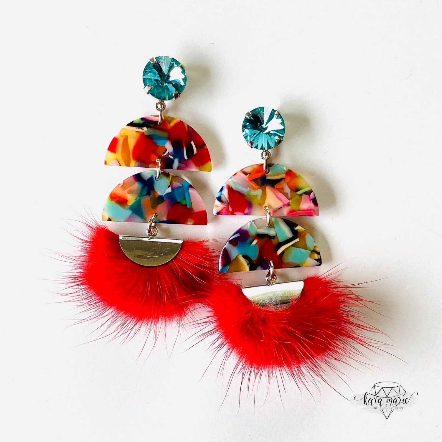 Fiesta Colorful Faux Fur Earrings - KaraMarie
