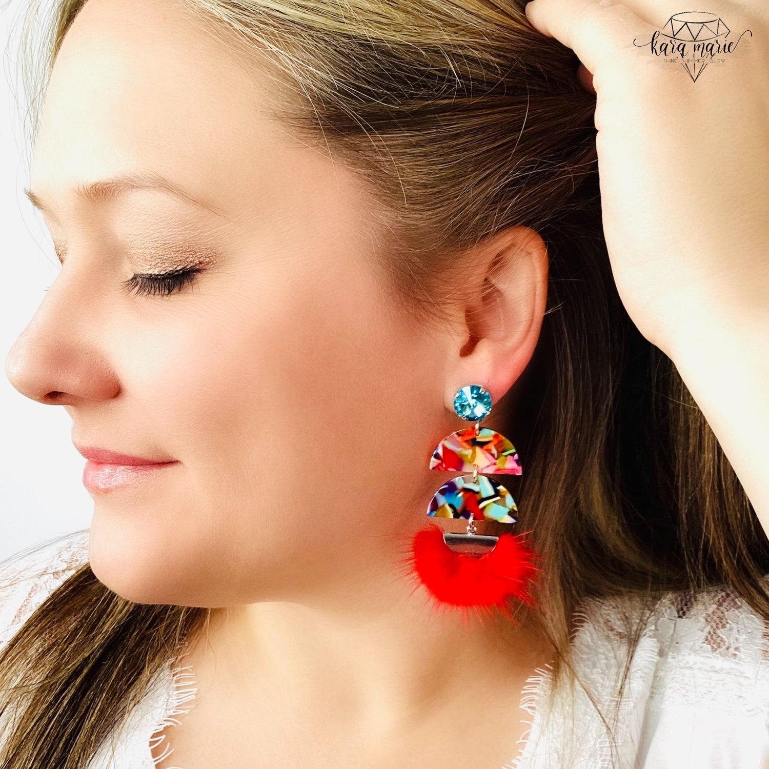 Fiesta Colorful Faux Fur Earrings - KaraMarie