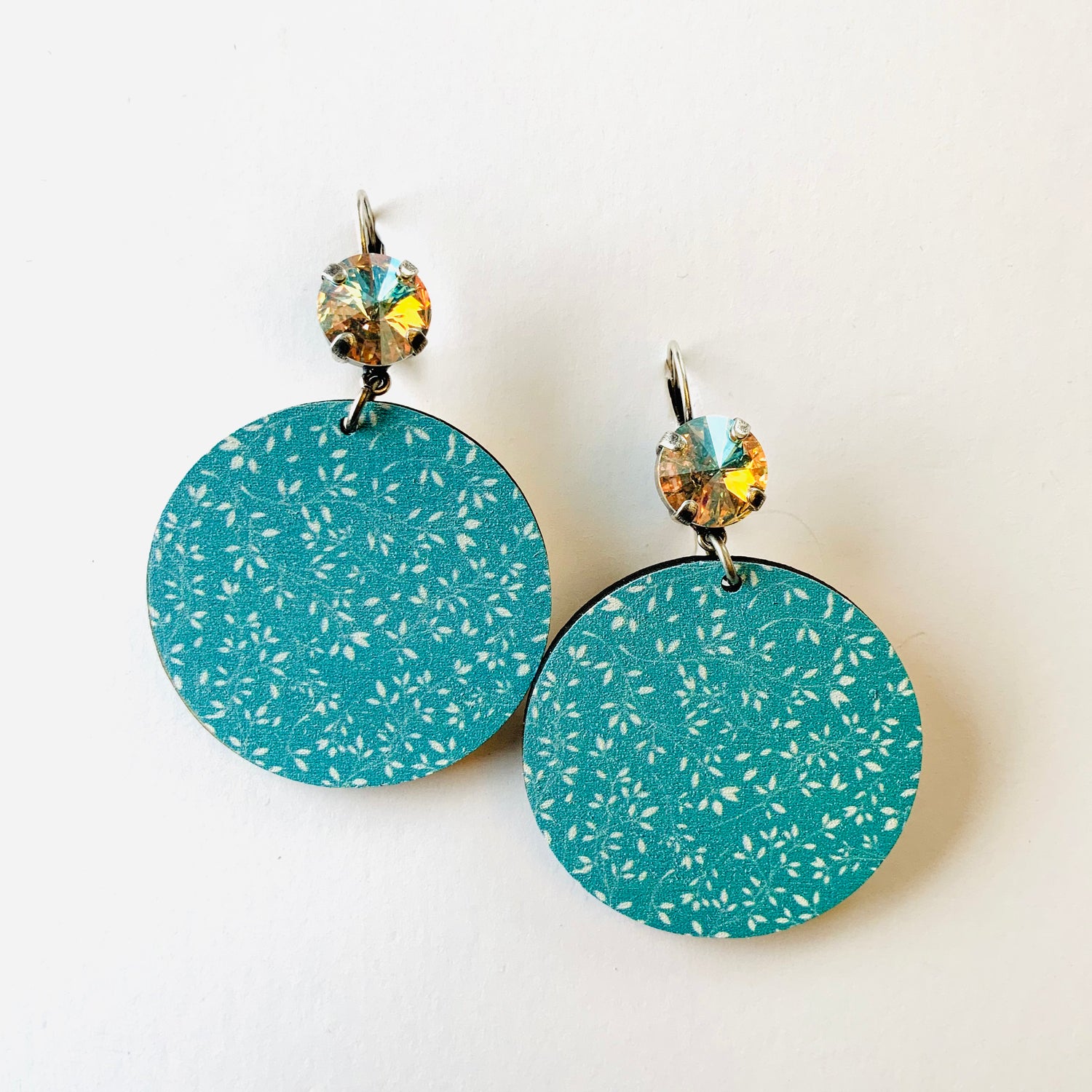 Delicate Blue Floral Wood Drop Earring - KaraMarie