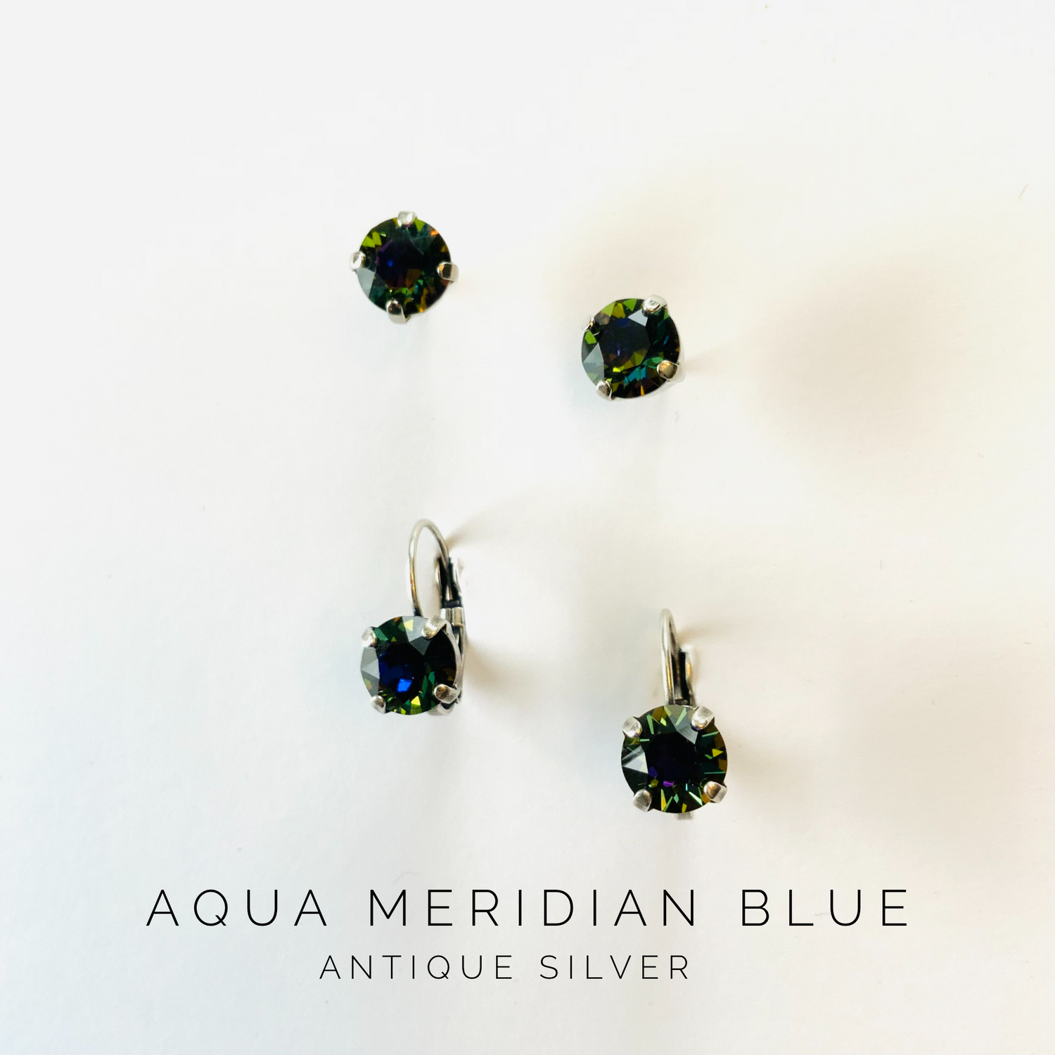8mm Drop OR Post in Aqua Meridian Blue