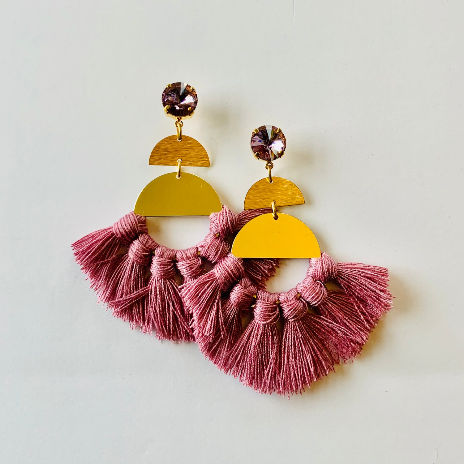 Mauve Fringe Earrings