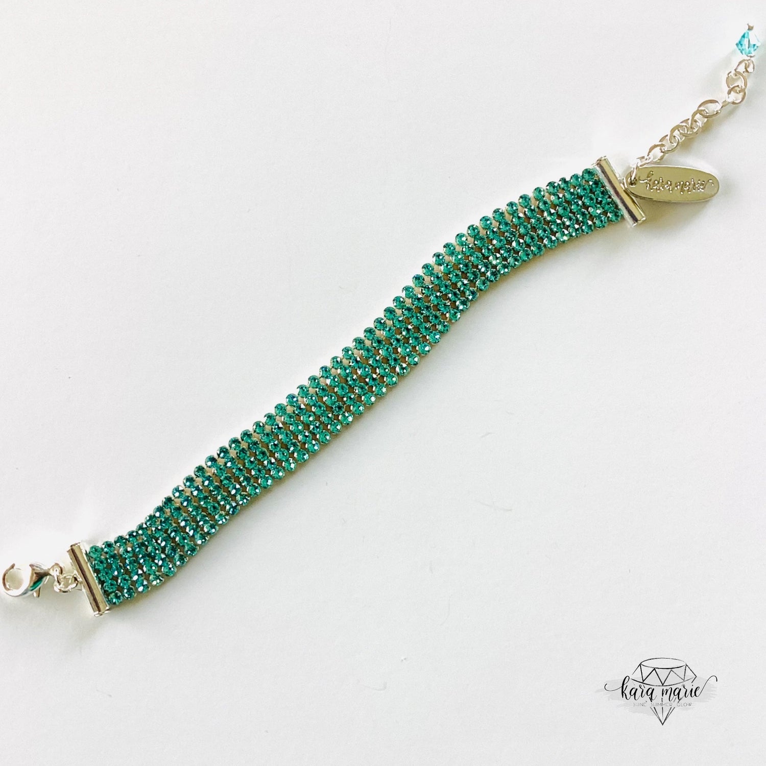 Crystal Mesh Tennis Bracelet in Light Turquoise
