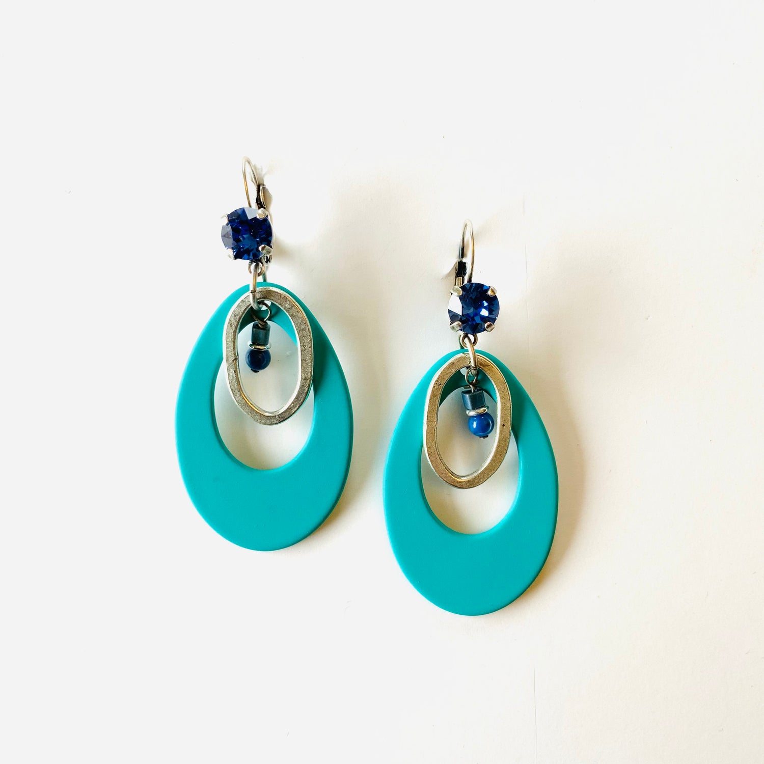 Teal Sapphire Teardrop Earrings