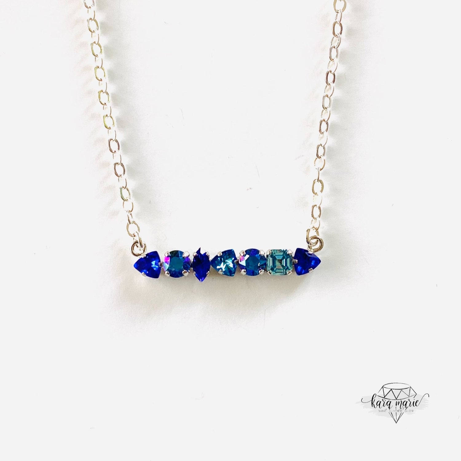Tribal Sticks Bar Necklace in Blue Hues