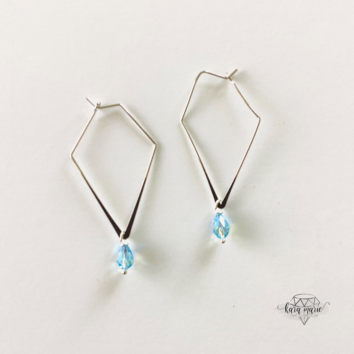 Diamond Hoop Earrings in Aqua Shimmer - KaraMarie