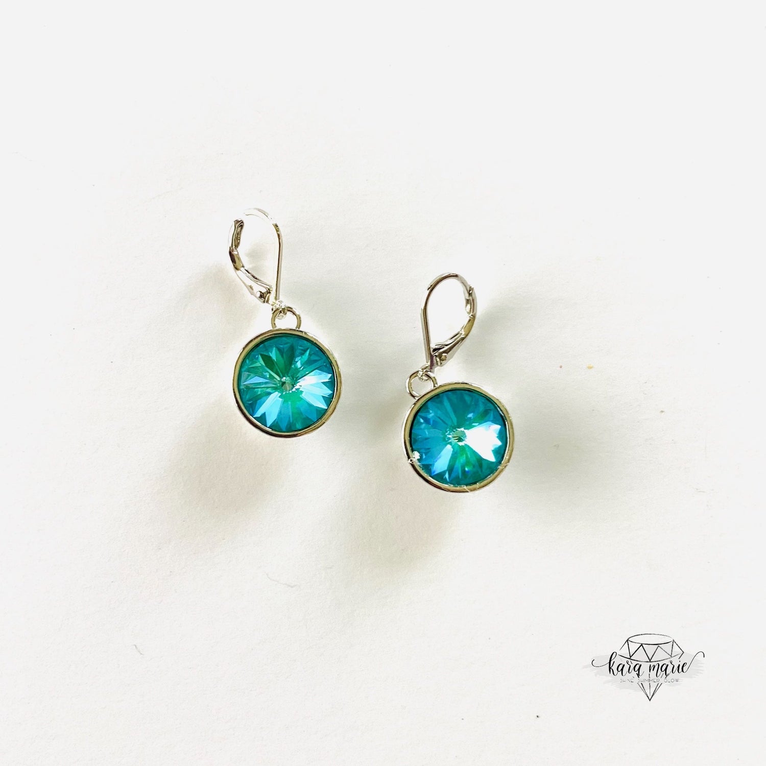 Rivoli Round Drop Earring in Laguna
