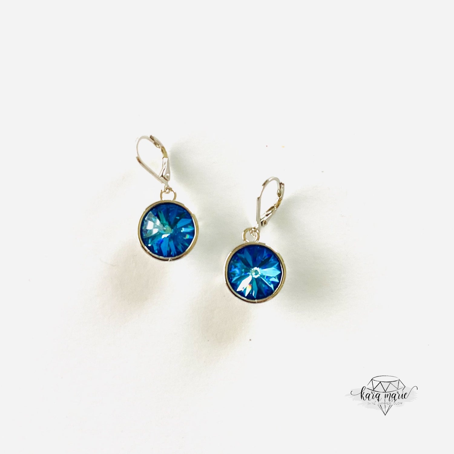 Rivoli Round Drop Earring in Royal Blue DeLite