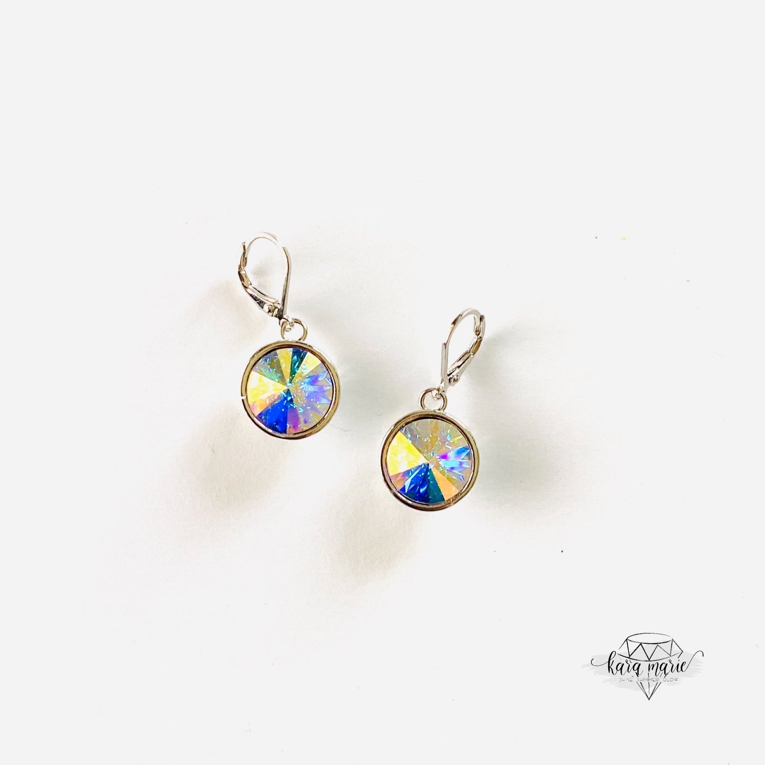 Rivoli Round Drop Earring in Crystal Aurora Borealis