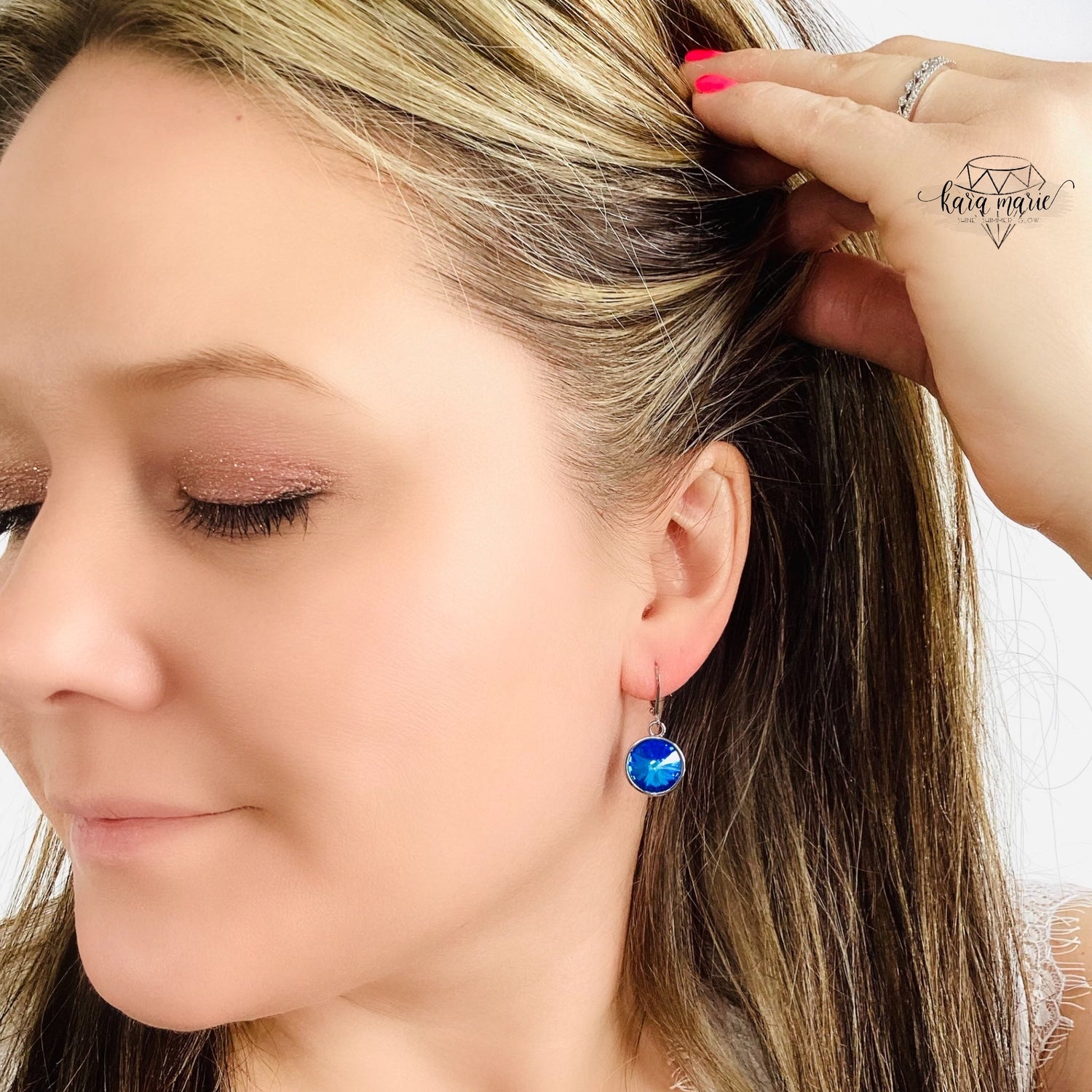 Rivoli Round Drop Earring in Royal Blue DeLite