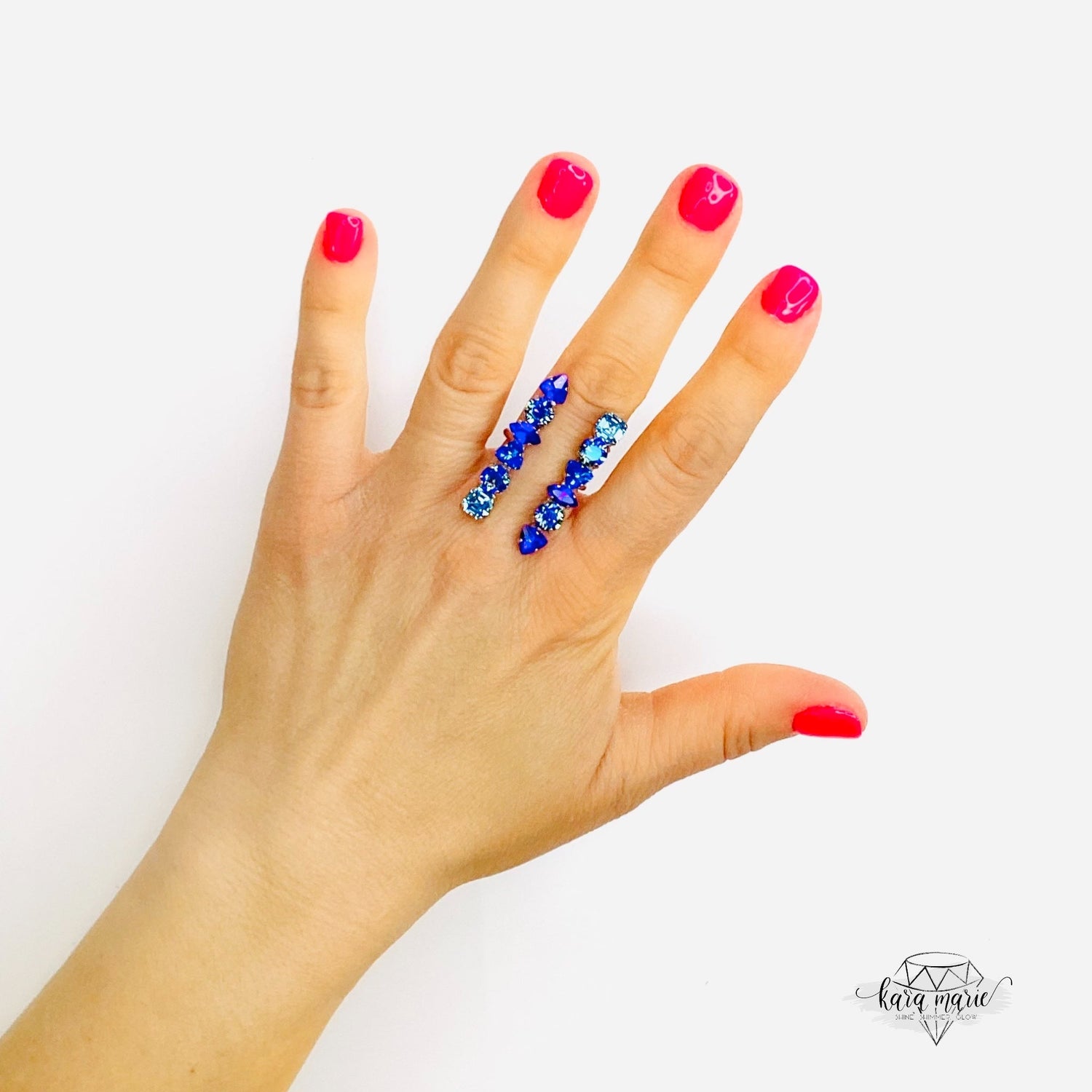 Tribal Sticks Bar Ring in Blue Hues