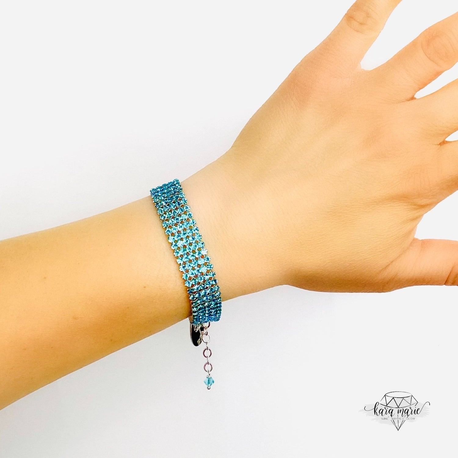 Crystal Mesh Tennis Bracelet in Light Turquoise