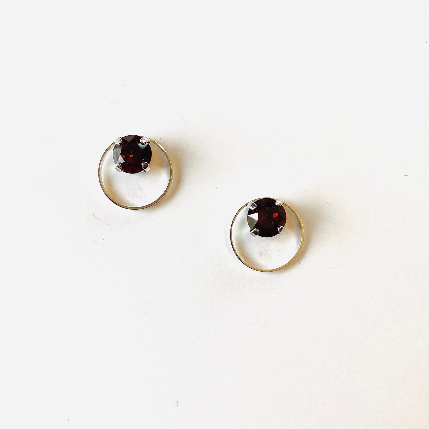 8mm Simple Ring Post Earrings in Burgundy
