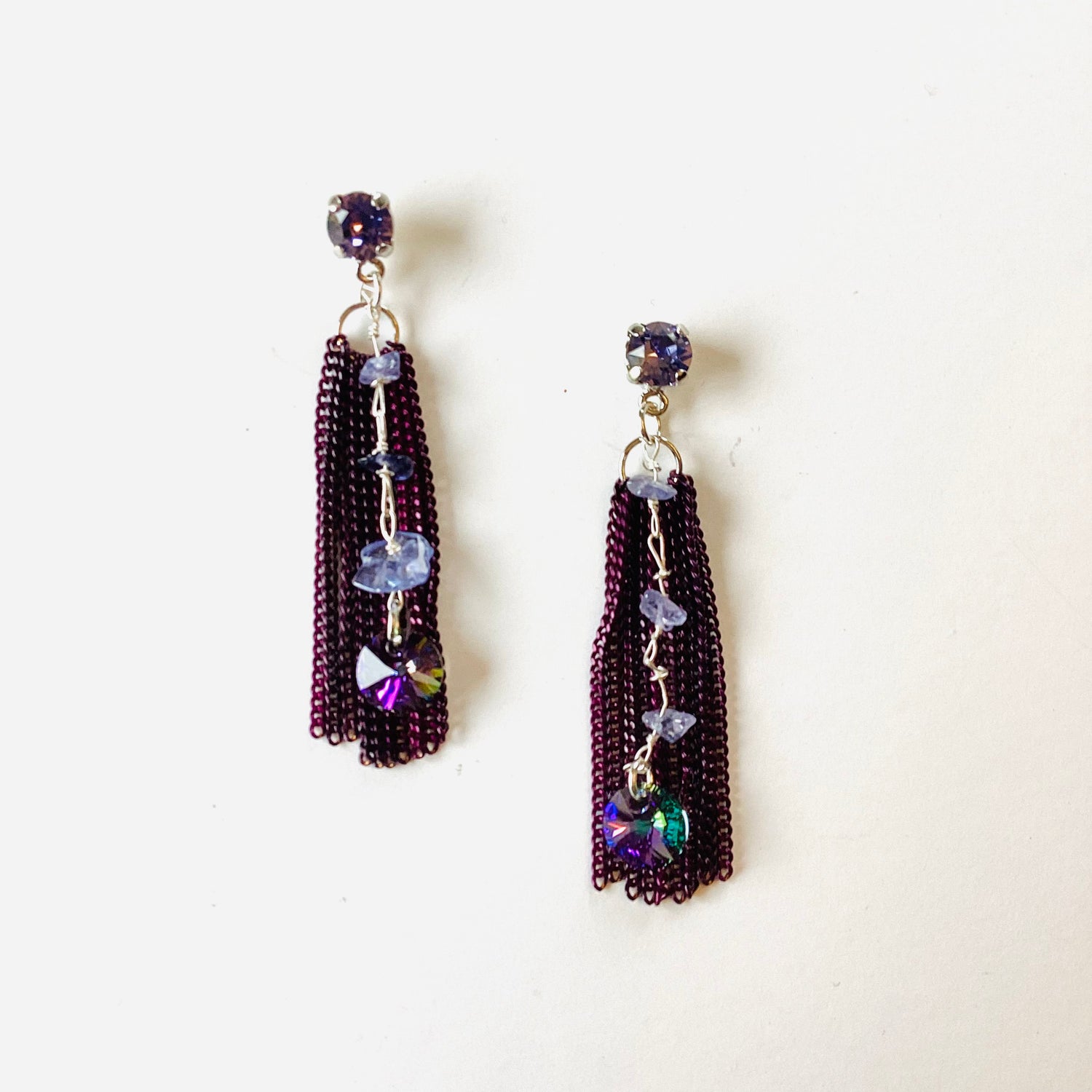 Stone Chain Fringe Earring in Tanzanite
