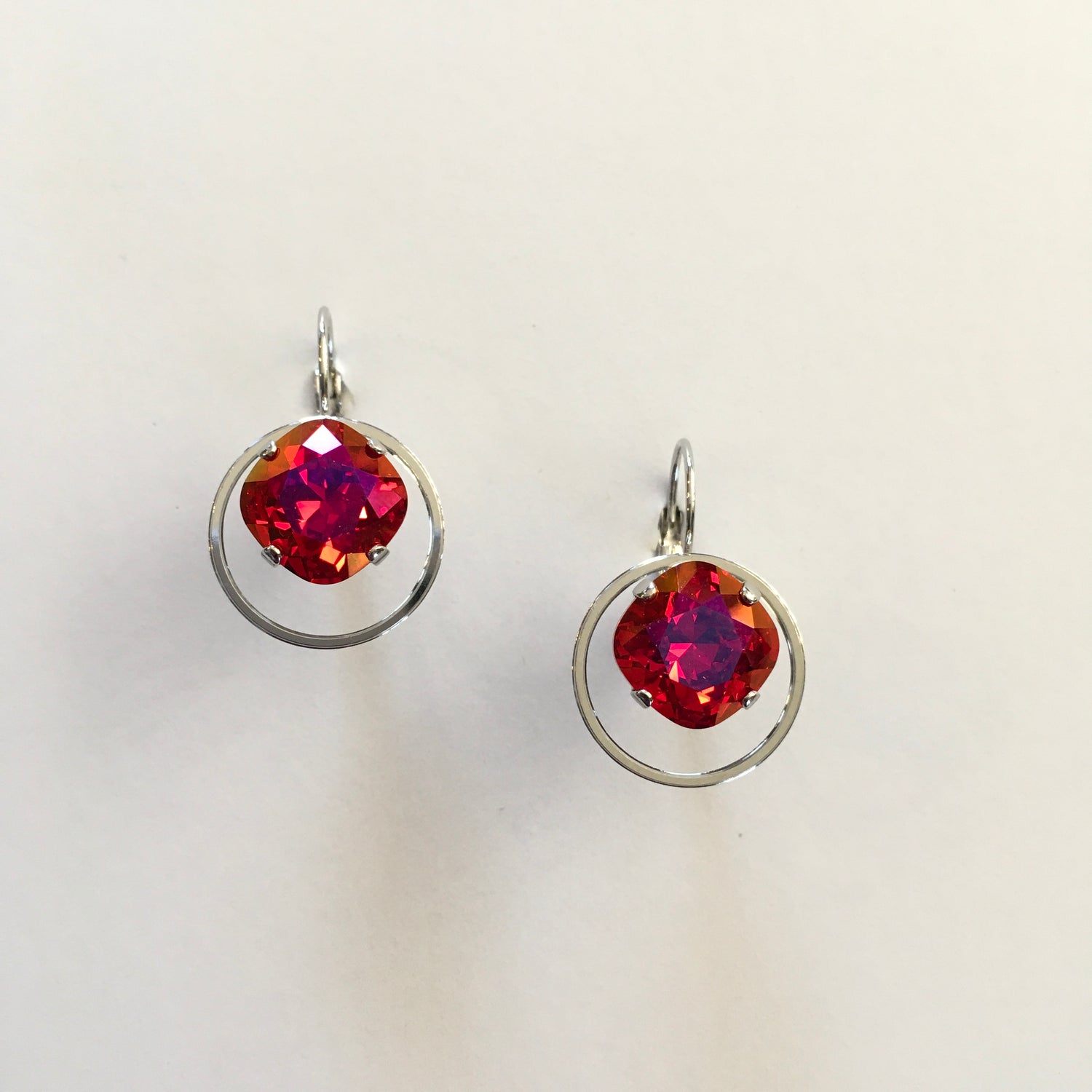 Square Cushion Drop Earrings with Hoop - Custom Coated Colors