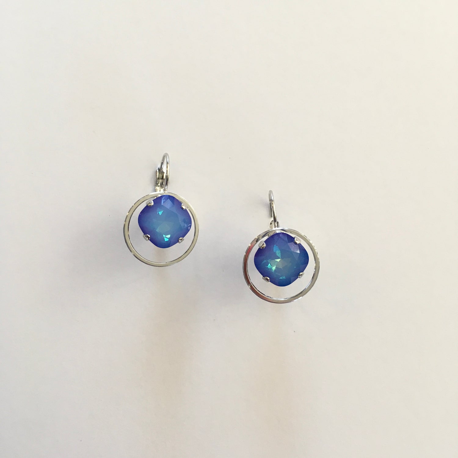 Square Cushion Drop Earrings with Hoop - Custom Coated Colors