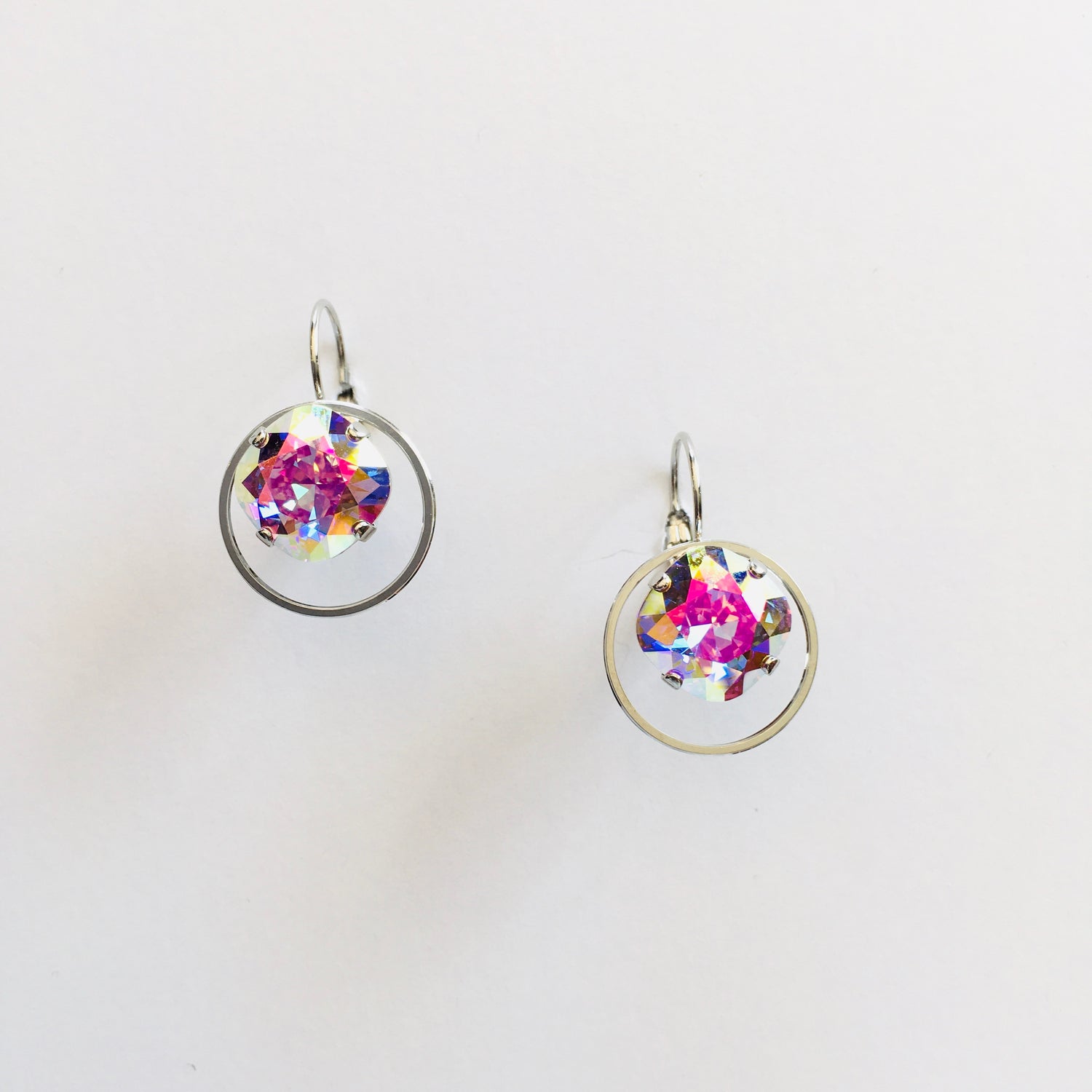 Square Cushion Drop Earrings with Hoop - Custom Coated Colors