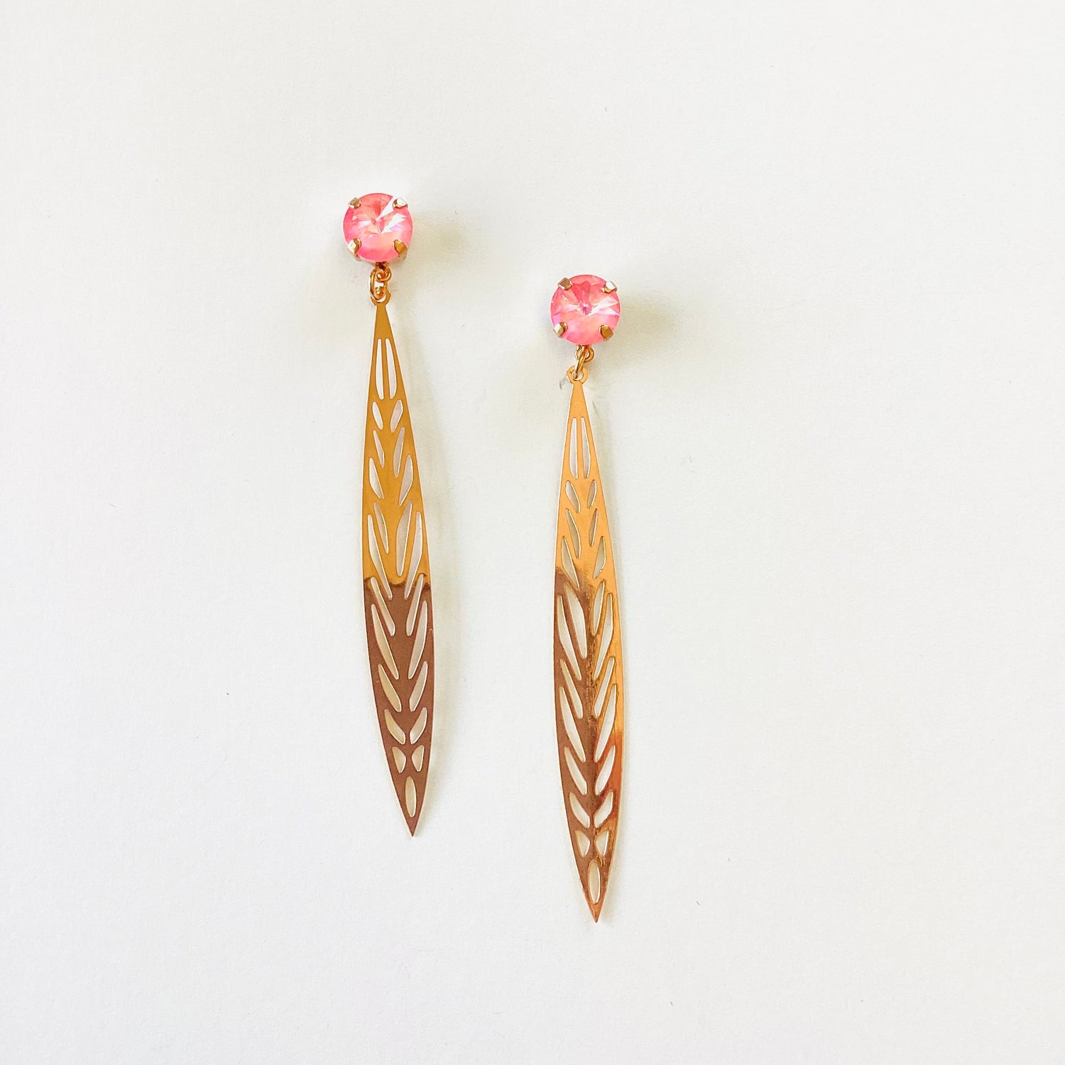 Long Leaf Earrings in Ultra Petal Pink