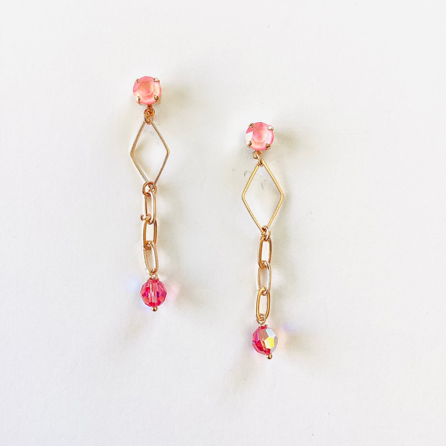 Rose Gold Chain Drop Earrings in Ultra Petal Pink