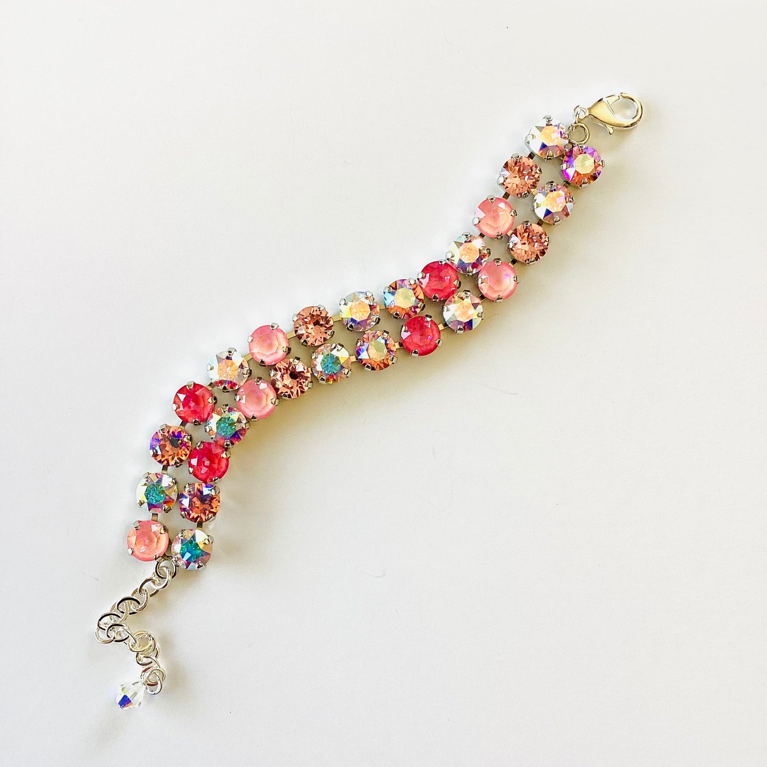 8mm Double Diamonds Bracelet in Ultra Pink Hues - KaraMarie