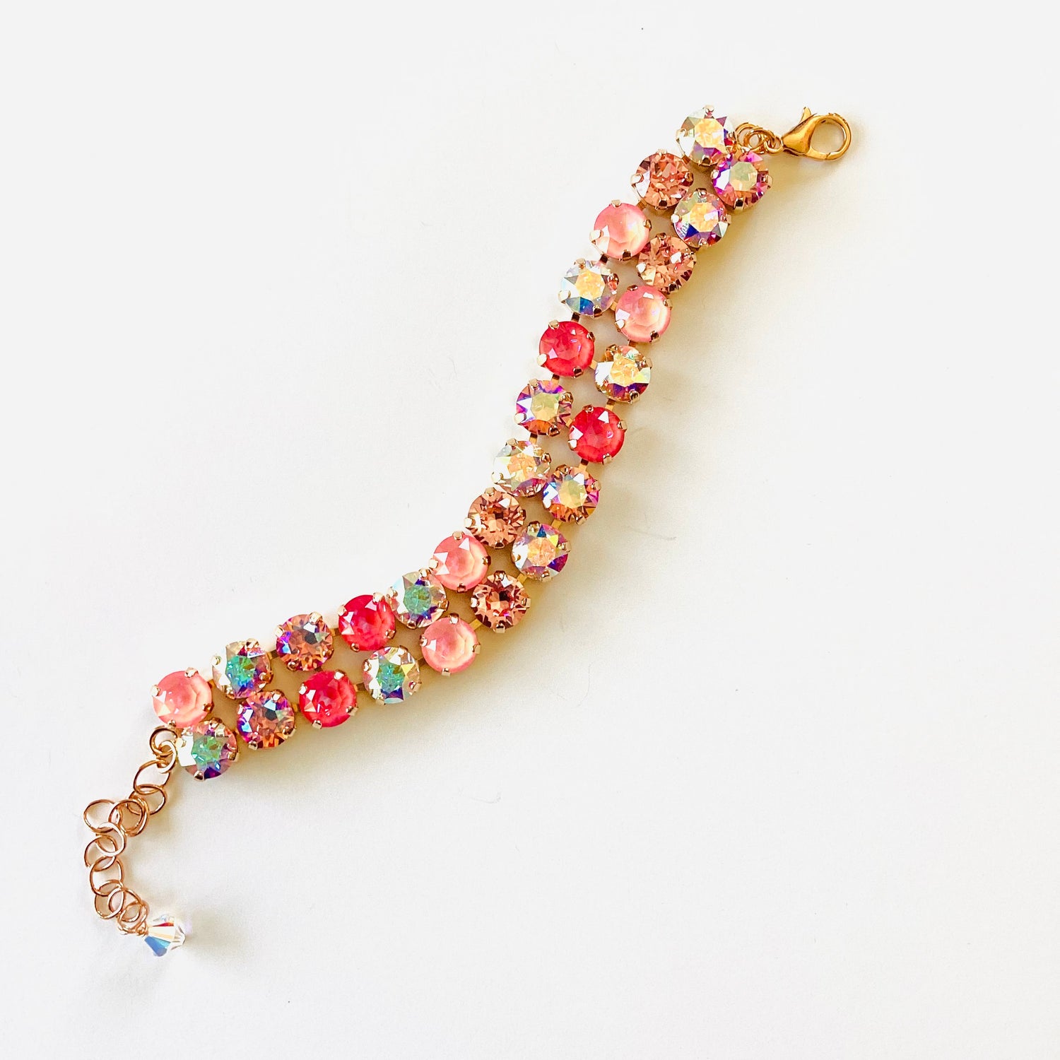 8mm Double Diamonds Bracelet in Ultra Pink Hues - KaraMarie