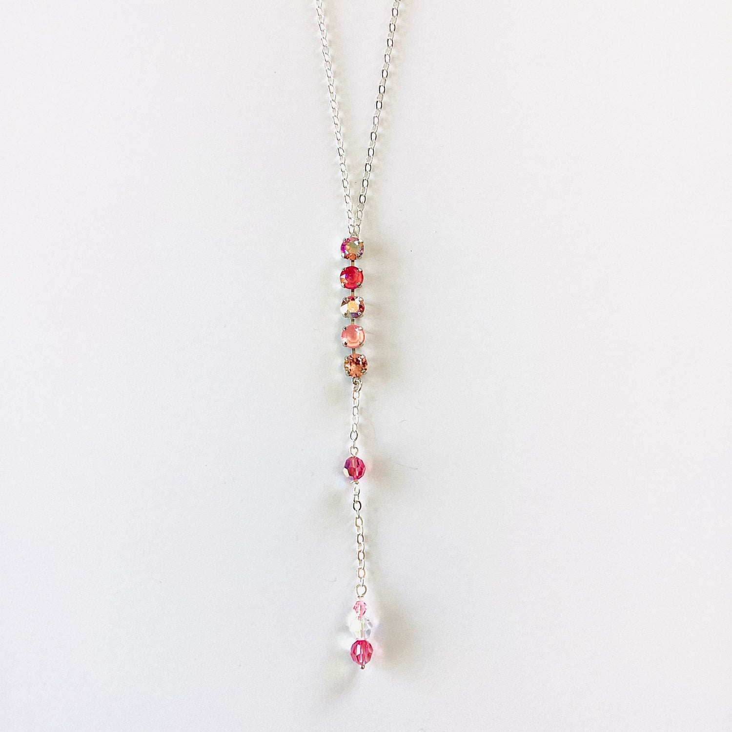 Long Drops of Roses Necklace in Pink Hues - KaraMarie