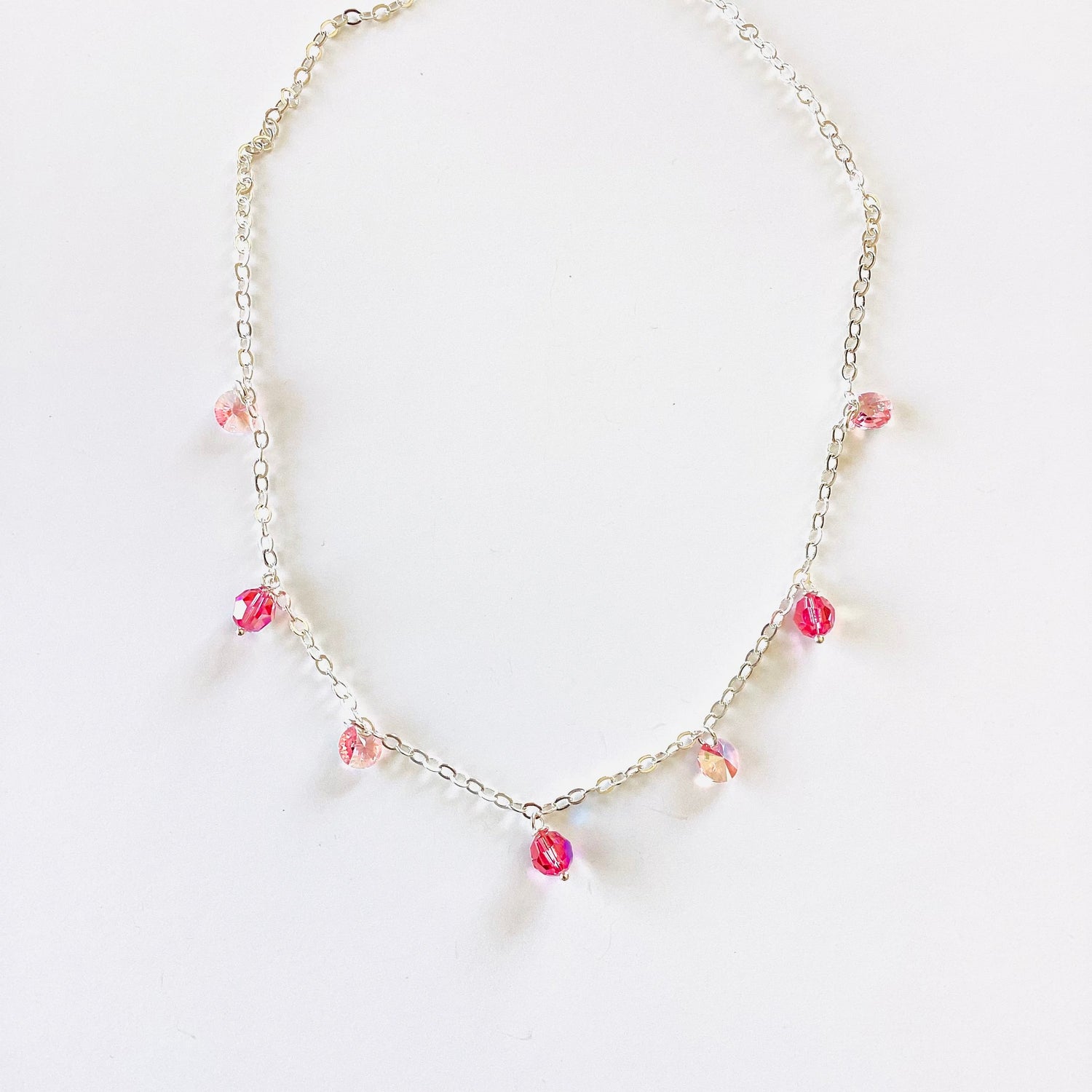 Charm Necklace in Rose AB + Light Rose Shimmer
