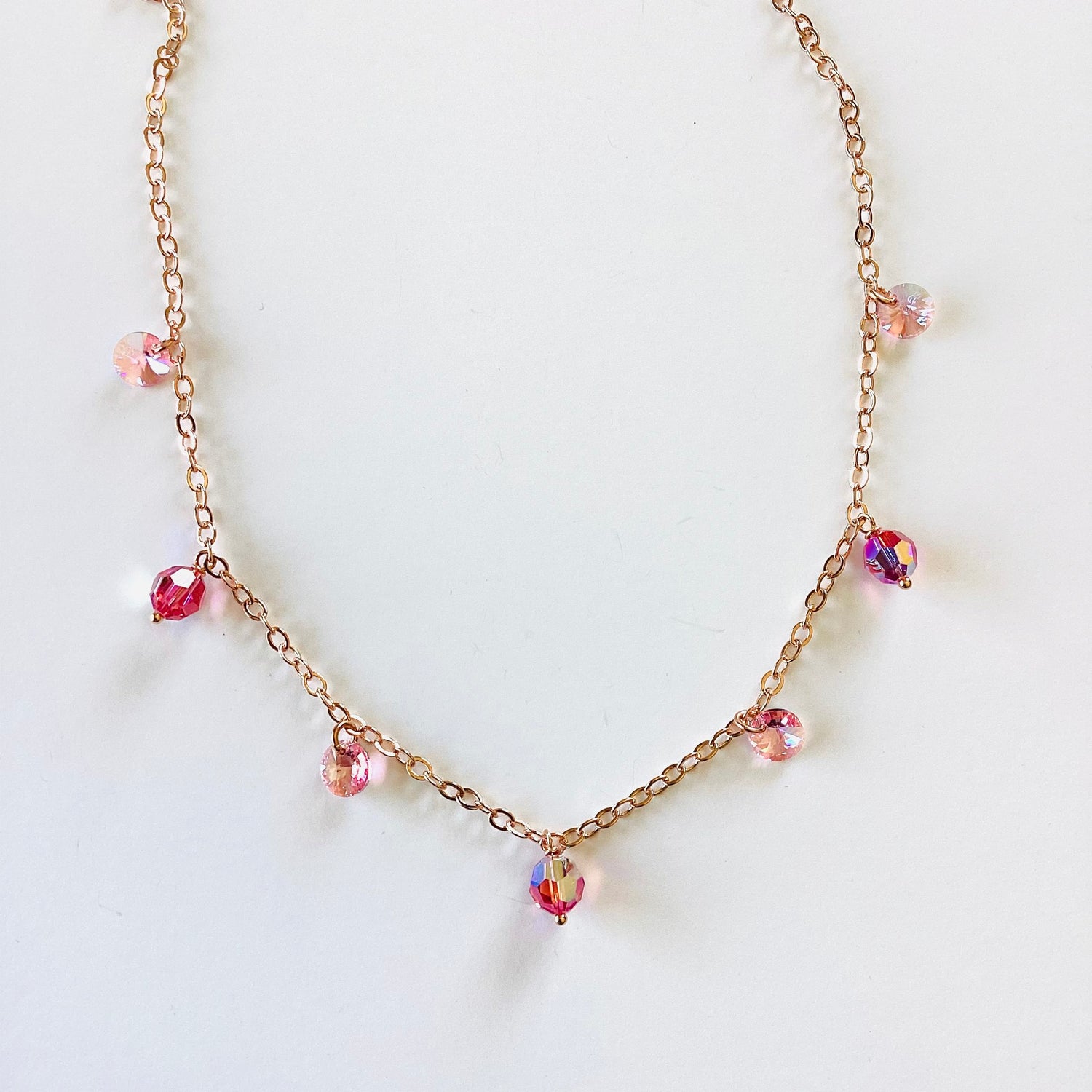 Charm Necklace in Rose AB + Light Rose Shimmer