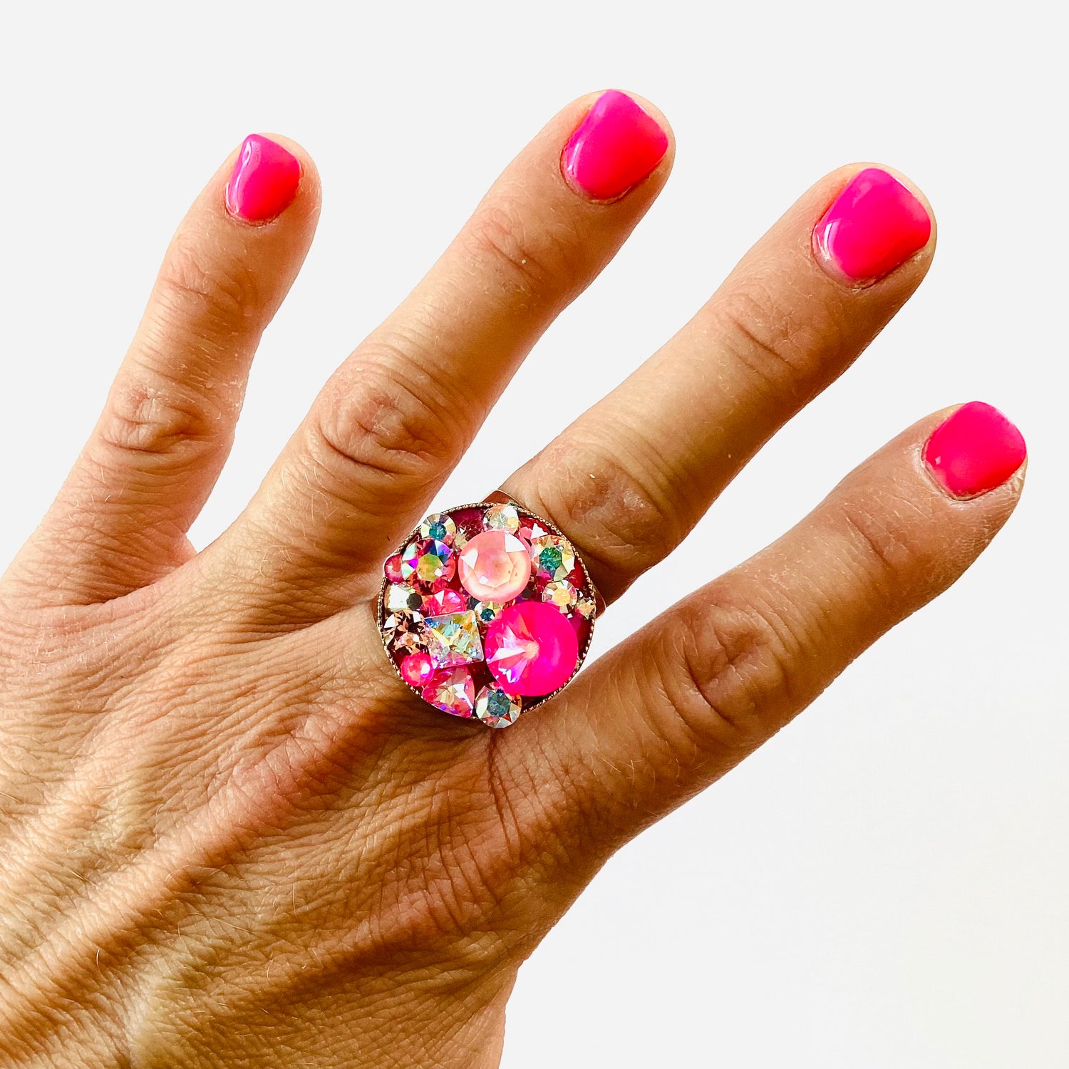 Treasure Chest Round Ring in Ultra Pink Hues