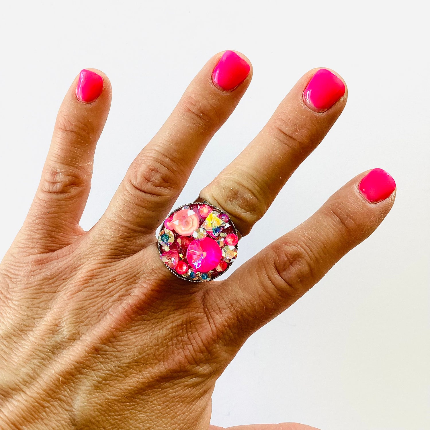 Treasure Chest Round Ring in Ultra Pink Hues