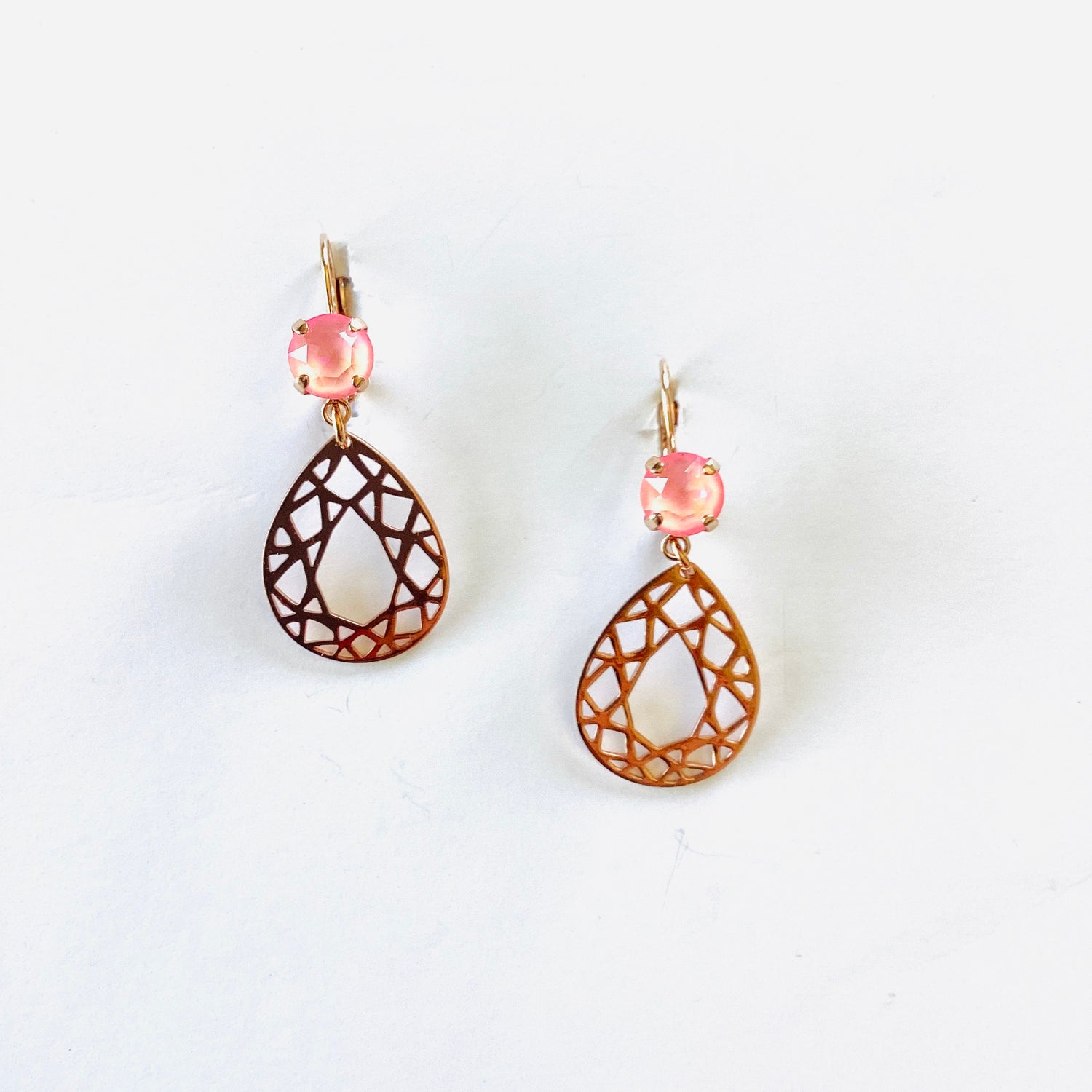 Geometric Pear Charm Earrings in Ultra Petal Pink