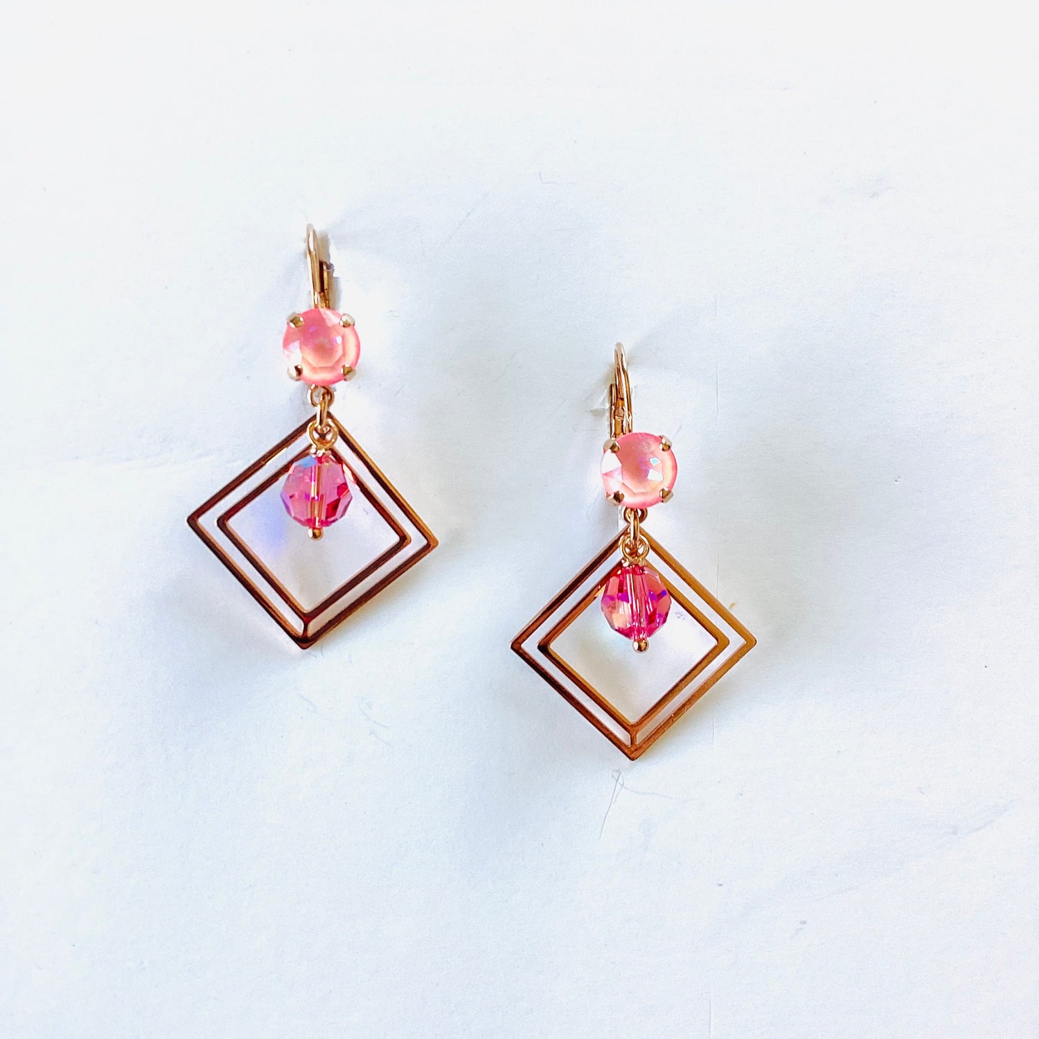 Geometric Square Charm Earrings in Ultra Petal Pink