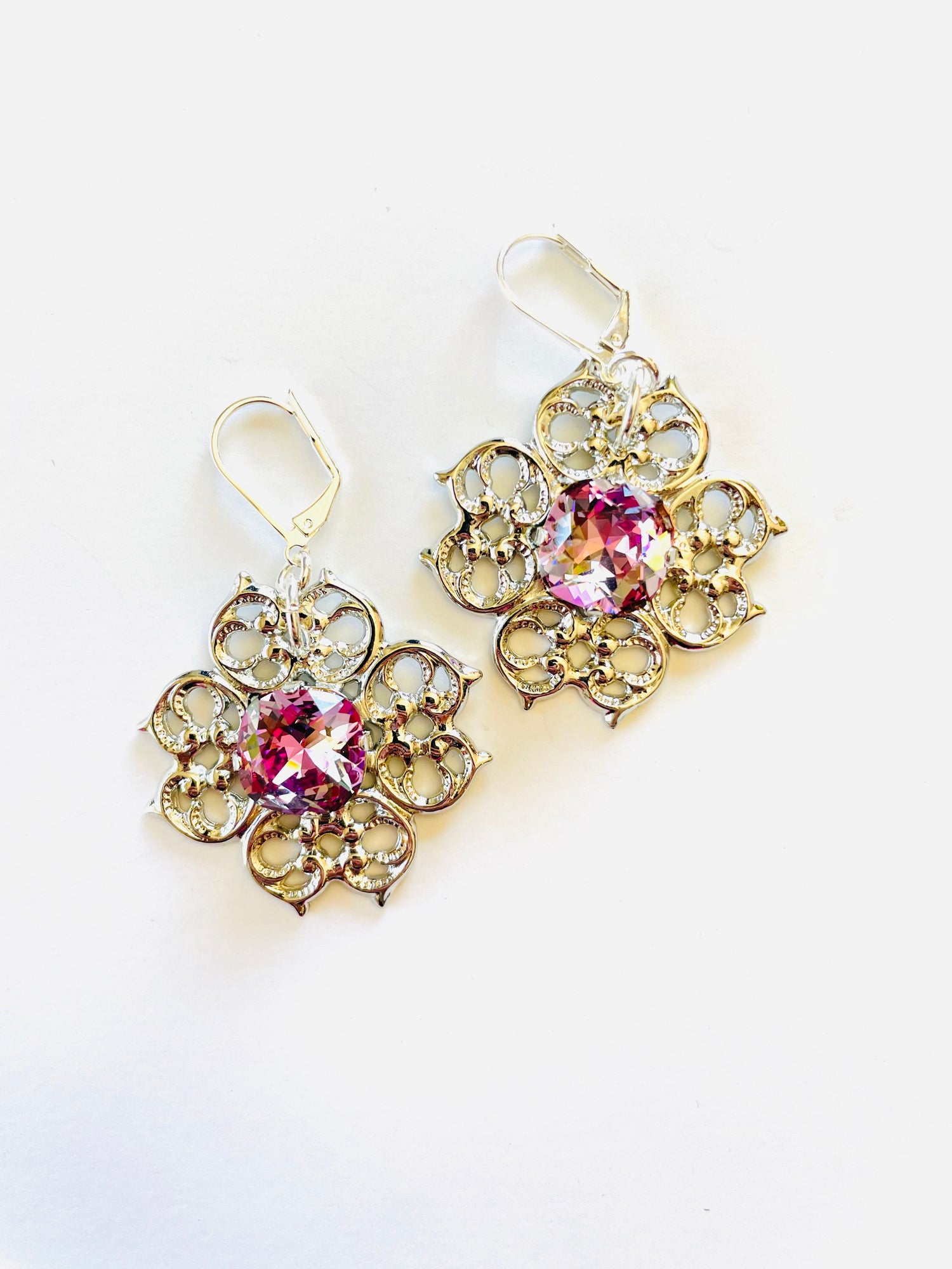 Ornate Filigree Earrings in Passion