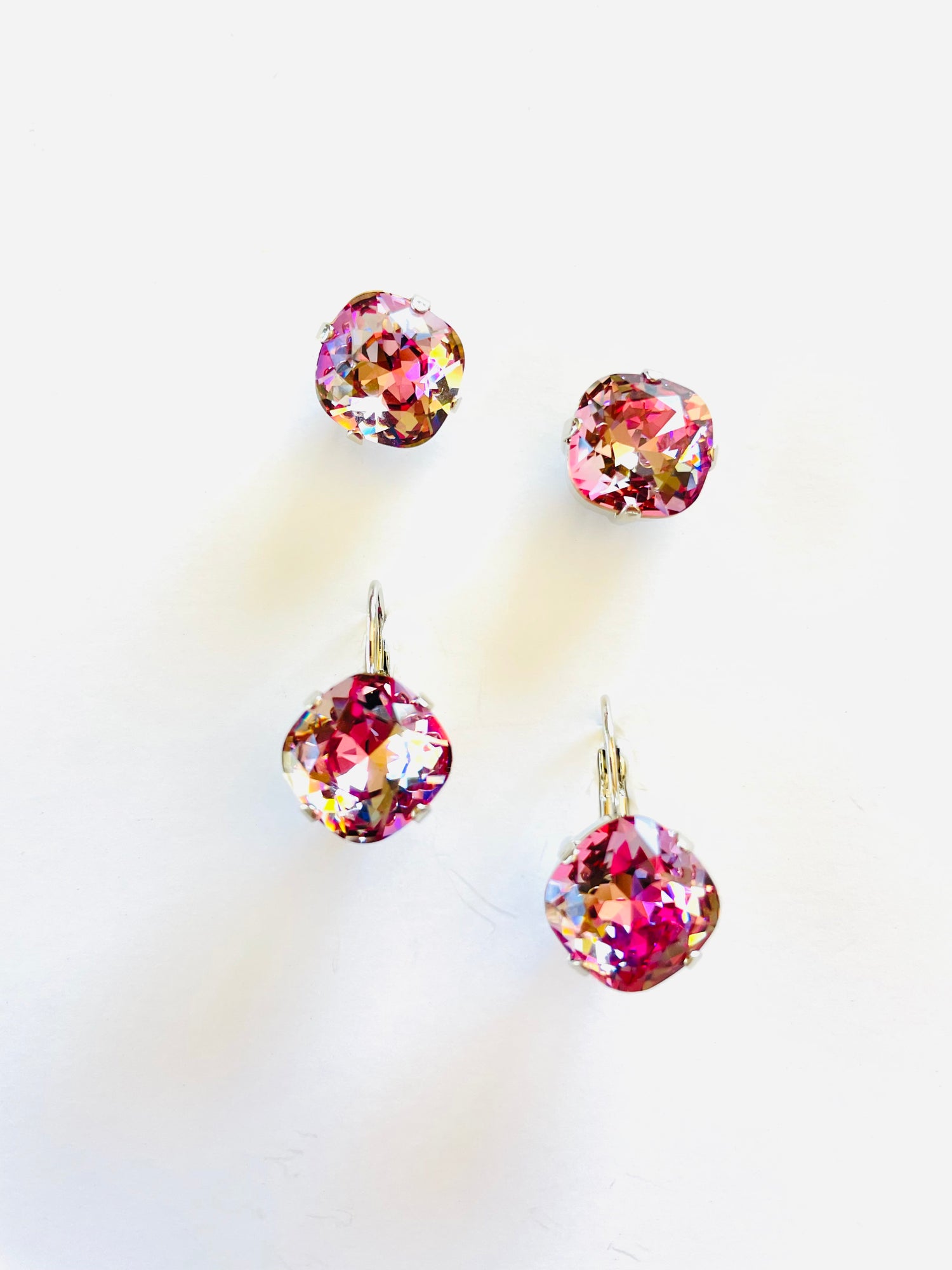 12mm Square Cushion Drop or Post Earring in Passion