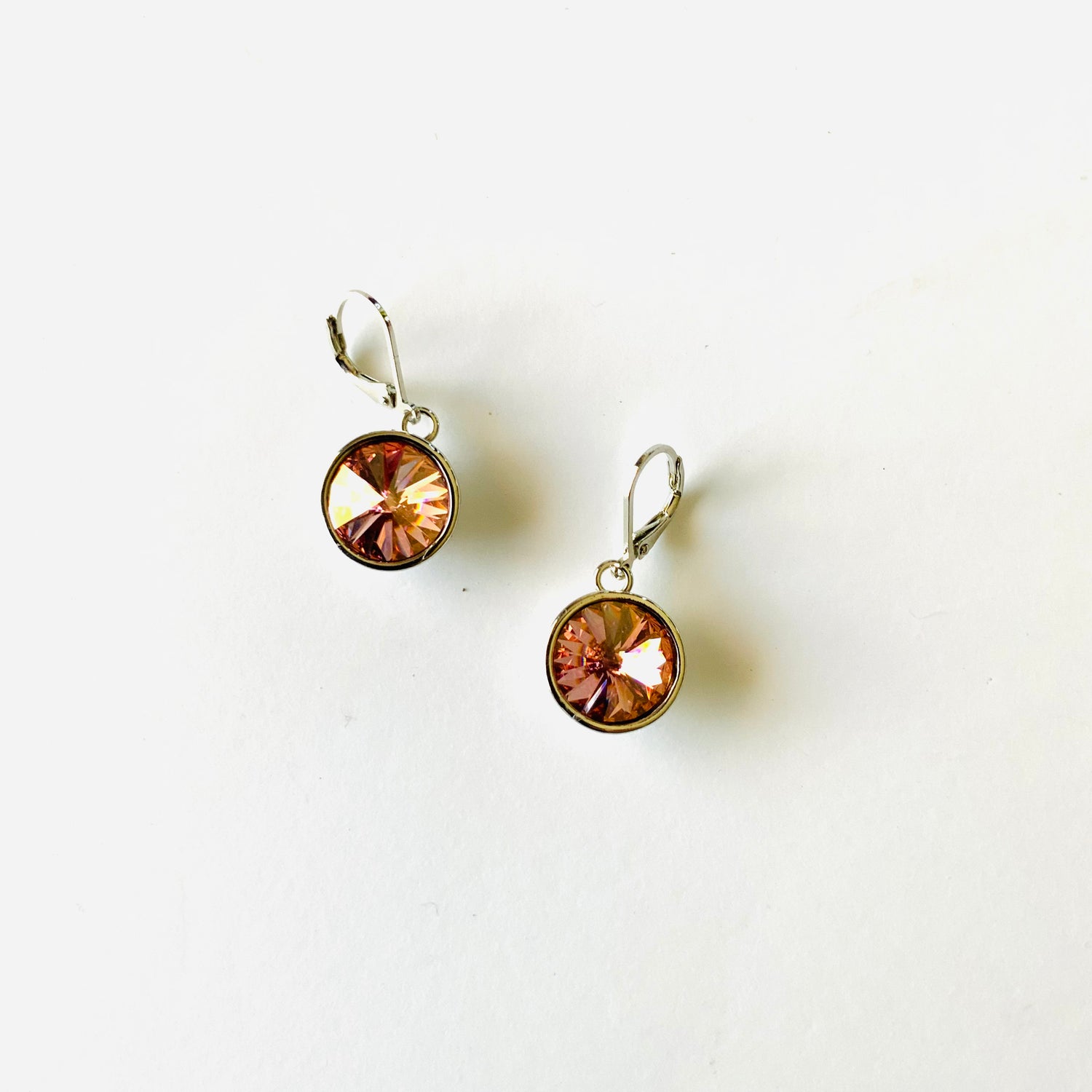 Rivoli Round Drop Earring in Rose Champagne