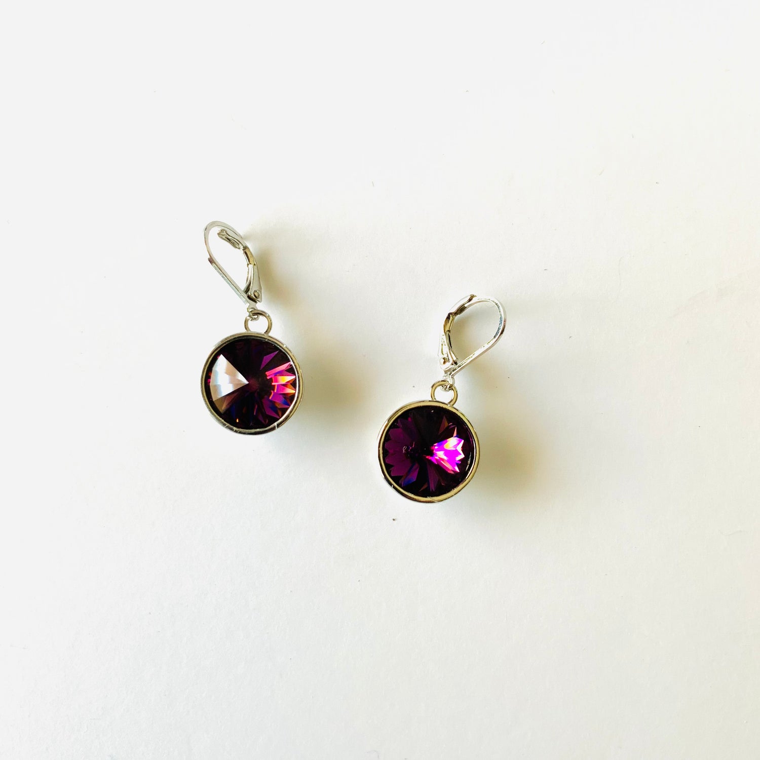 Rivoli Round Drop Earring in Amethyst
