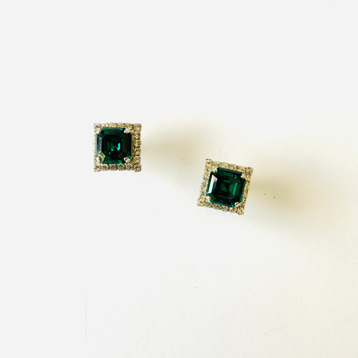 Imperial Rhinestone Square Earring in Emerald