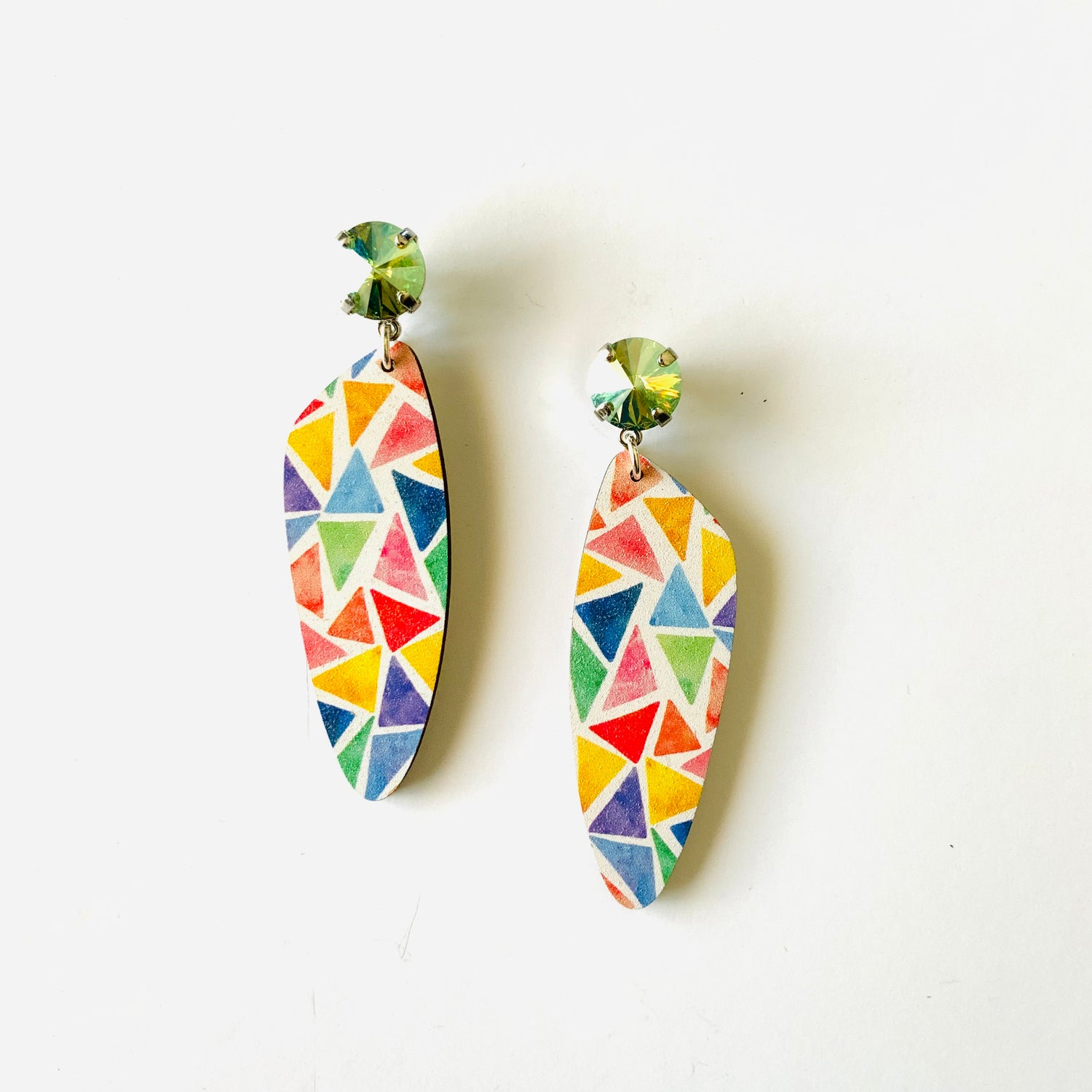 Colorful Geometric Wood Earrings