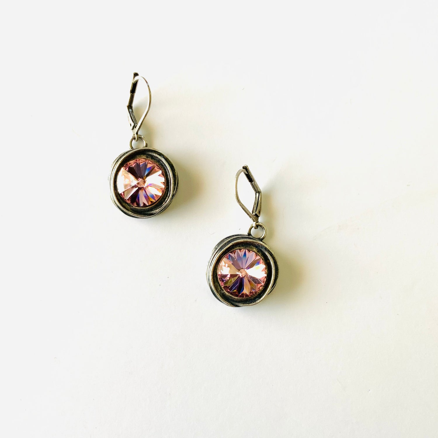 Rivoli Swirl Drop Earring in Light Rose