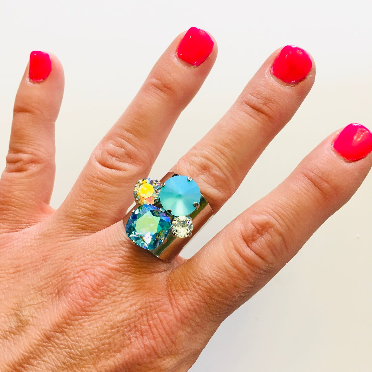 Cluster Ring featuring Light Azure Glacier Blue