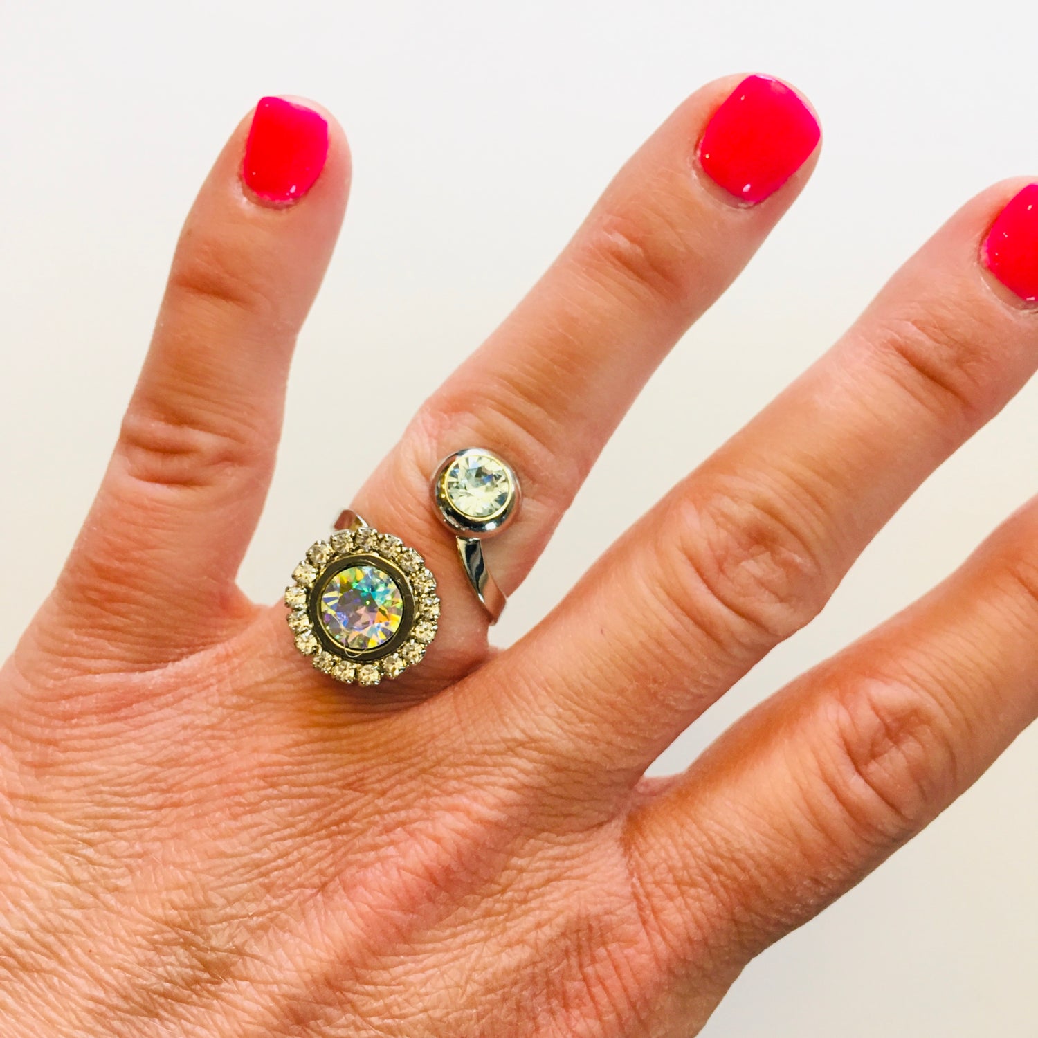 Rhinestone Wrap Ring featuring Light Azure Glacier Blue