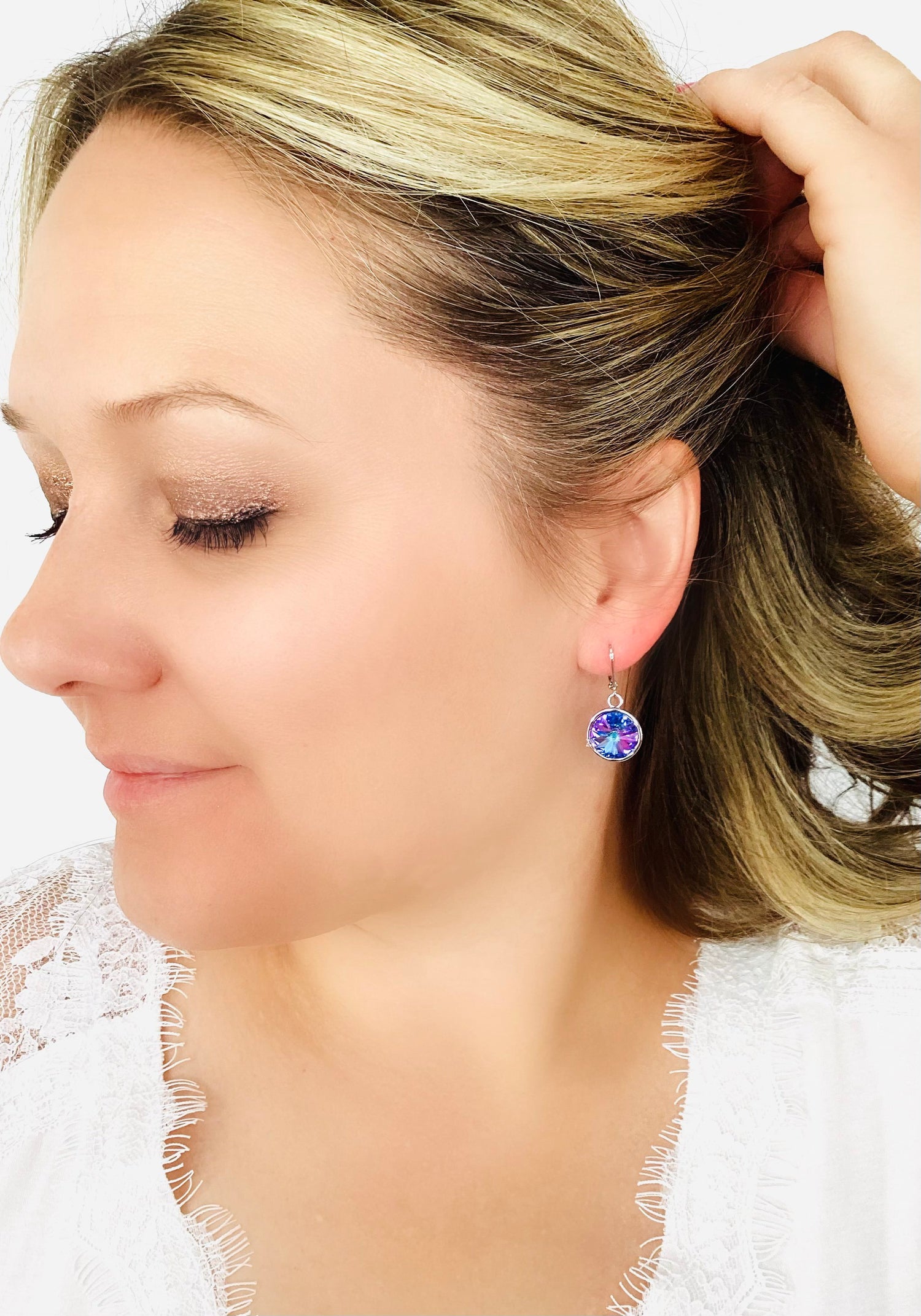 Rivoli Round Drop Earring in Vitrail Light