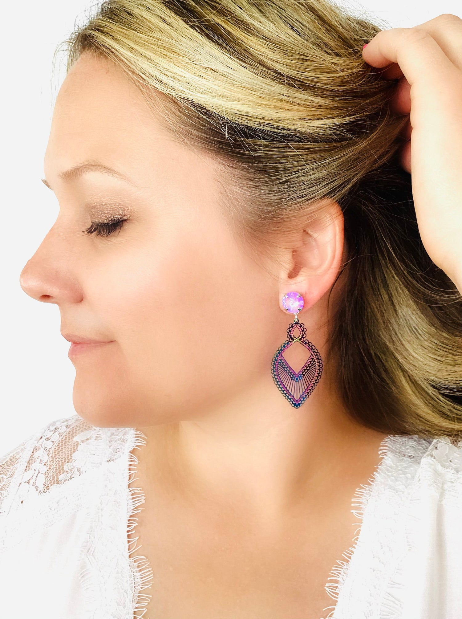 Oil Slick Filigree Earrings in Unicorn