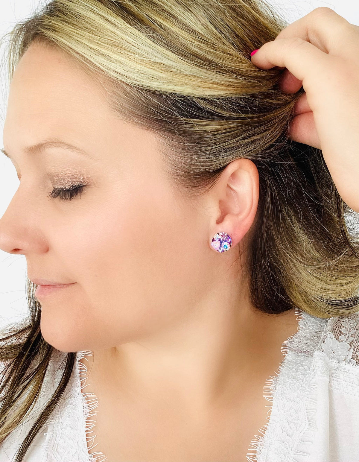 Treasure Chest Post Earring in Purple Hues - KaraMarie