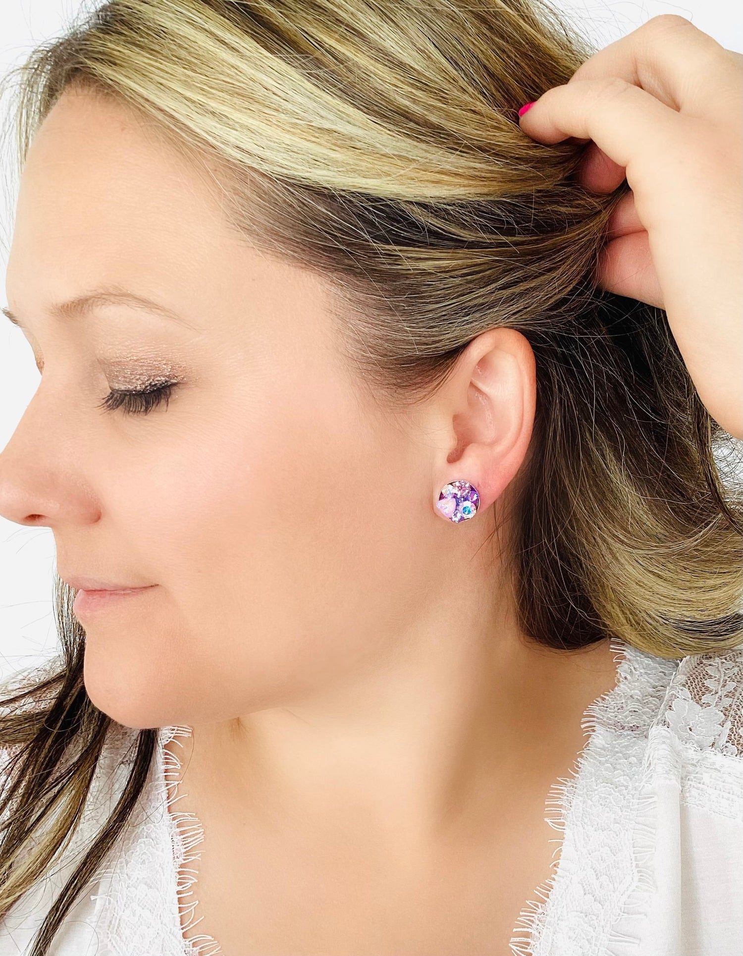 Treasure Chest Post Earring in Purple Hues - KaraMarie